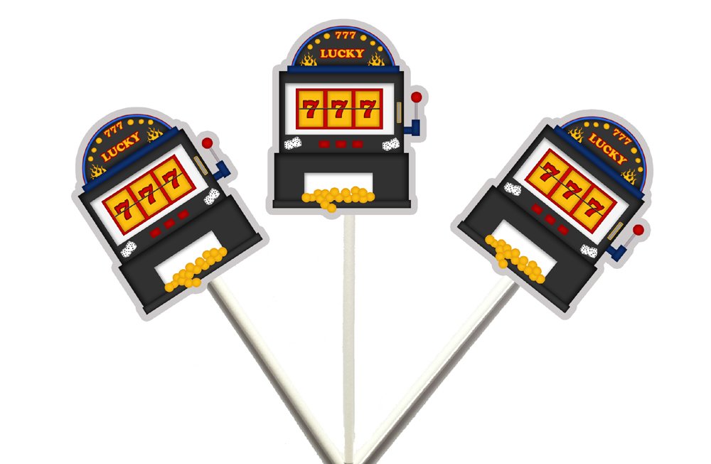Slot Machine Cupcake Toppers for Birthday Party Decorations | Vegas Themed Casino Cupcake Decor | Perfect for Casino Night, Gambling Theme Party & Vegas Birthday Celebrations