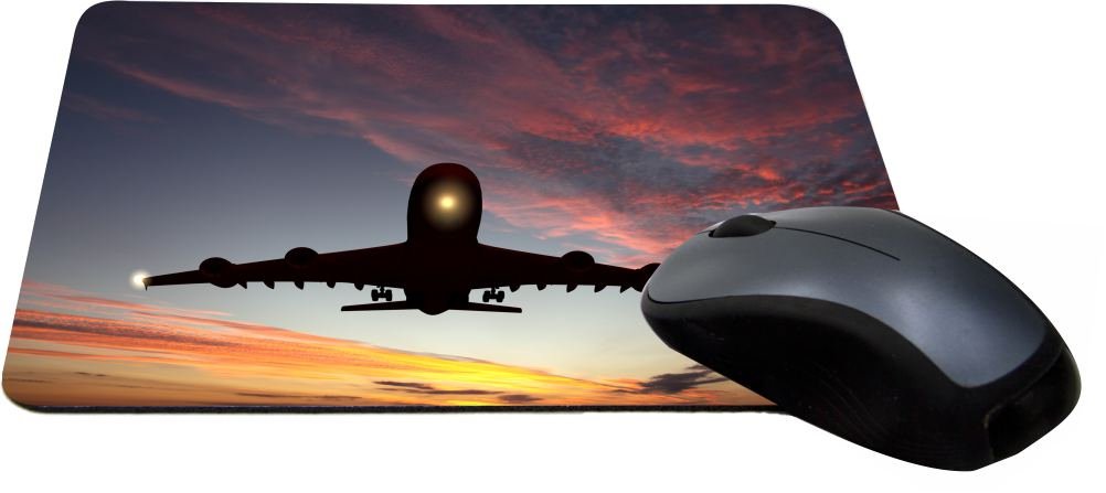 Large Passenger Airplane Sunset Design Lightning Series Gaming Mouse Pad (MPSQ-RK-9080) - Perfect for PC Gaming, Office Work & Computer Setup Accessories