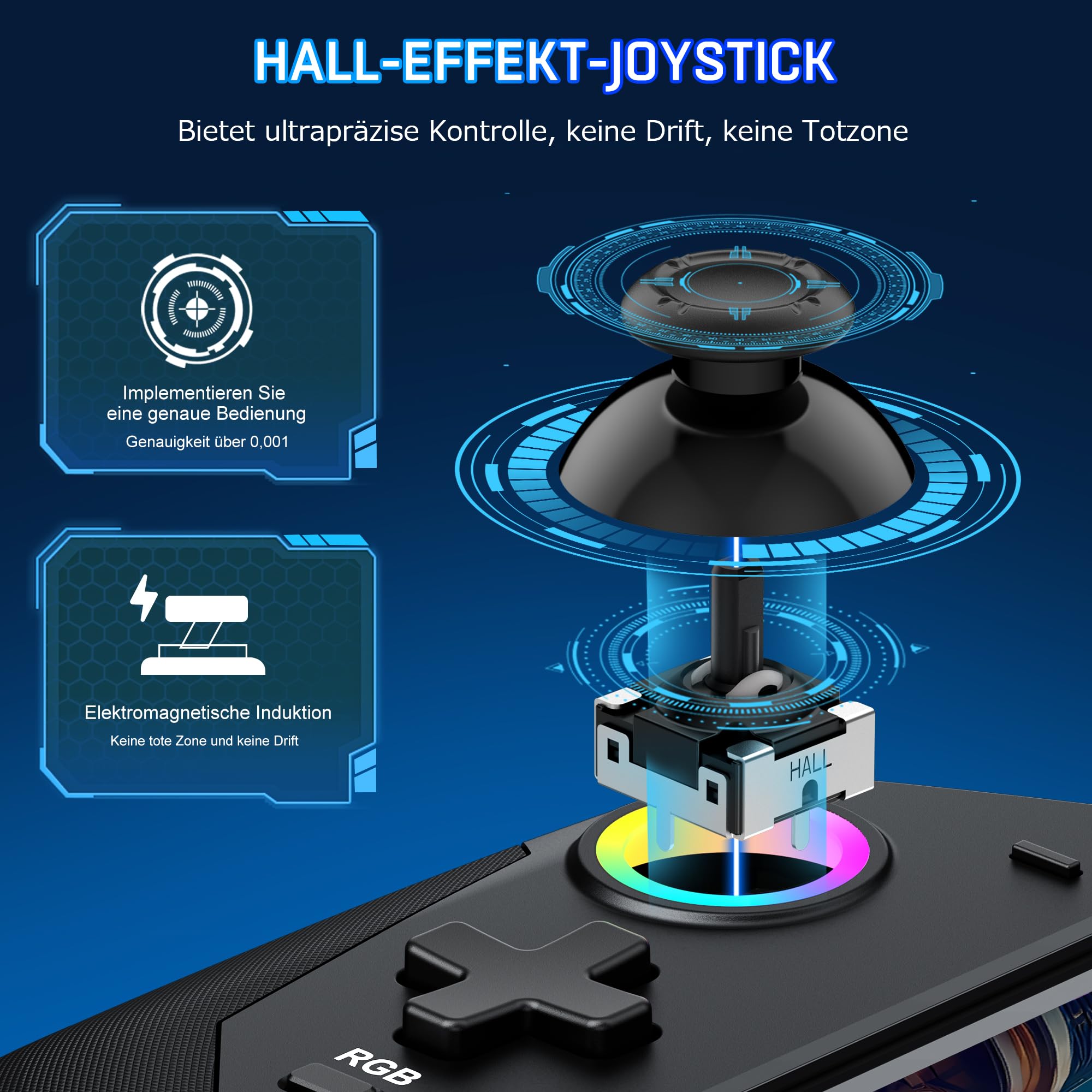 Wireless Switch Controller with Hall Effect Joystick, Turbo Mode, 6-Axis Gyro & Tabletop Stand - Compatible with Nintendo Switch & OLED - Perfect for Gaming, Travel & Home Entertainment
