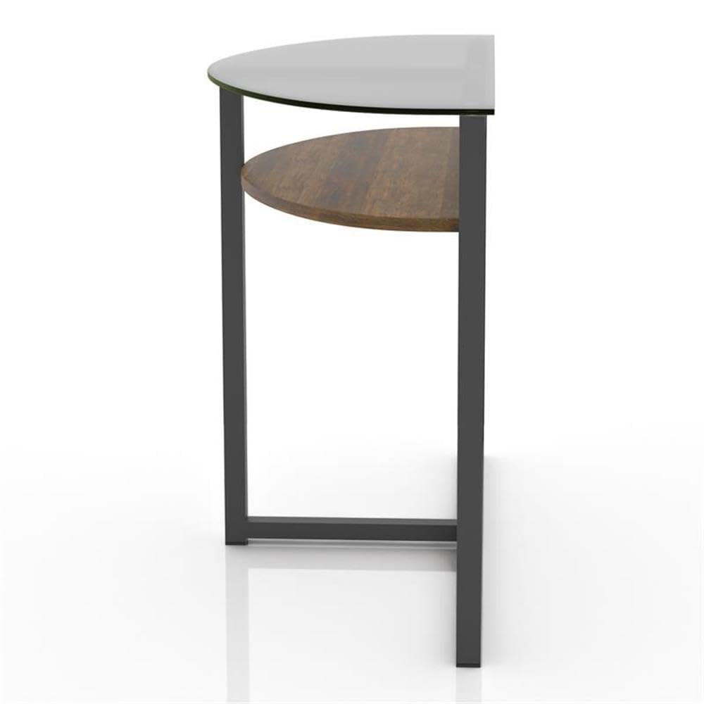 Barker Industrial Black Chrome Glass Top Console Table - Modern Entryway & Hallway Furniture for Home & Office Decor