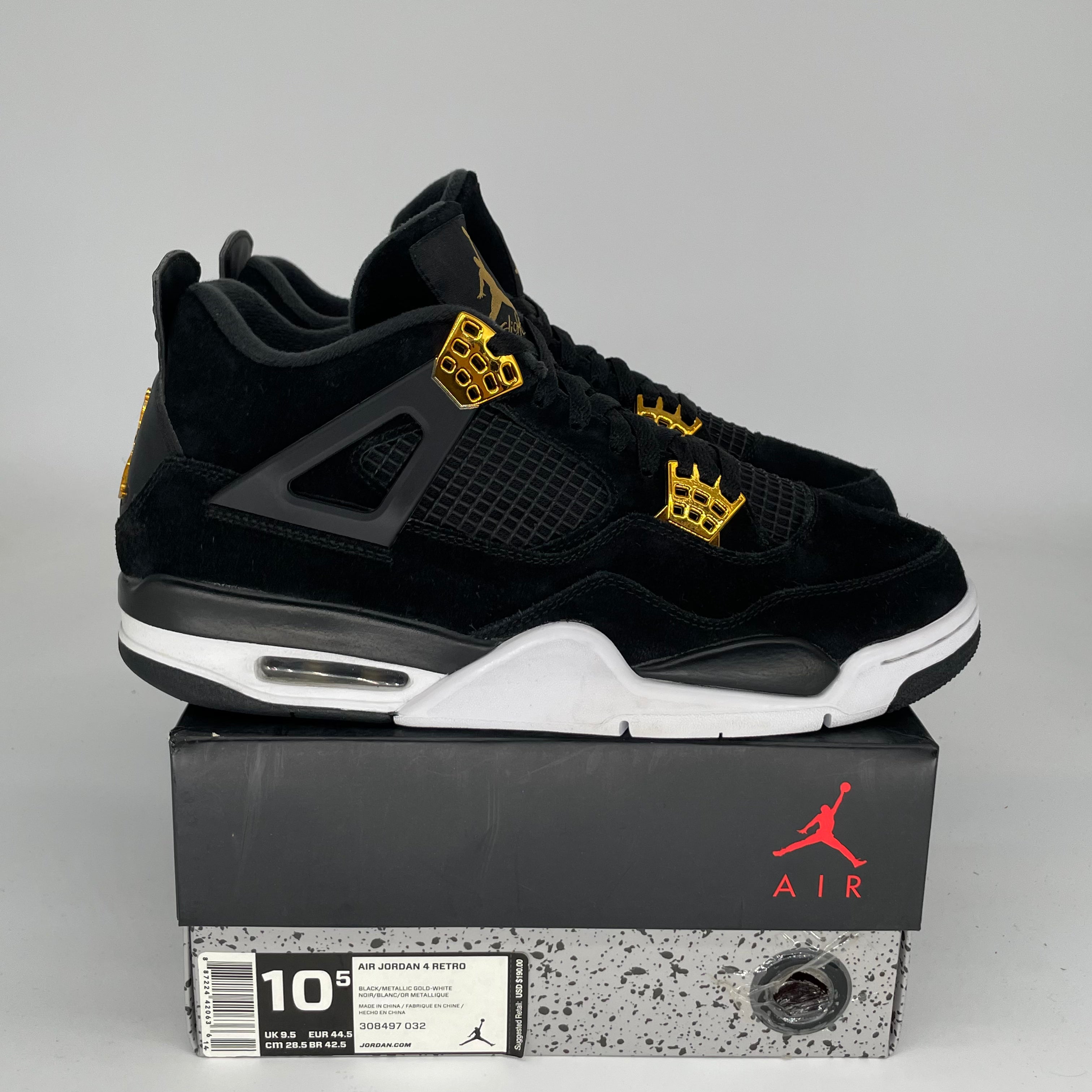 Original Air Jordan 4 Retro 'Royalty' Men's Basketball Shoes Size 10.5 (308497-032) - Perfect for Sneaker Collectors & Streetwear Fashion