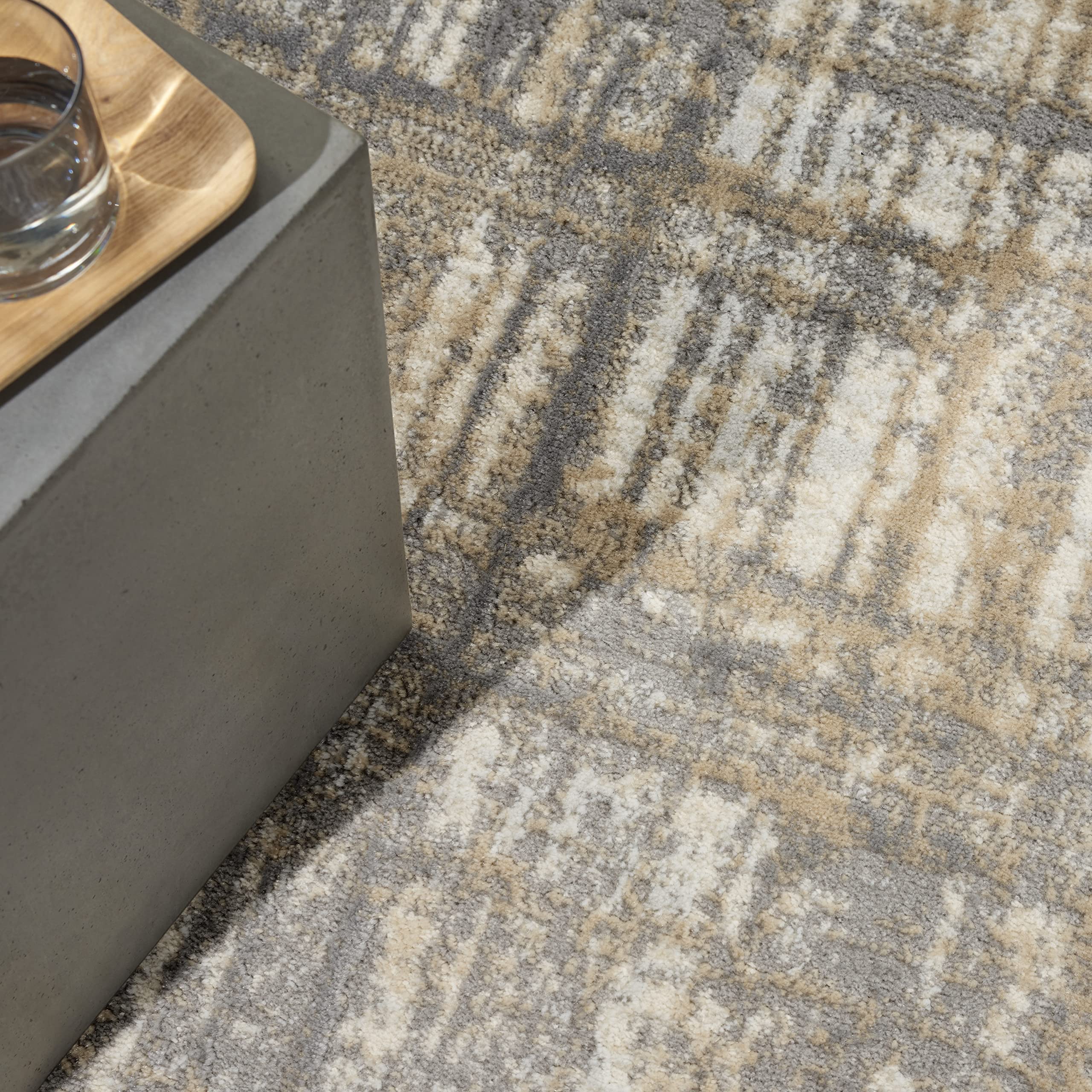 Calvin Klein CK005 Modern Grey/Ivory 8x10 Area Rug - Non-Shedding, Easy Clean - Perfect for Bedroom, Living Room, Dining Room & Kitchen Decor