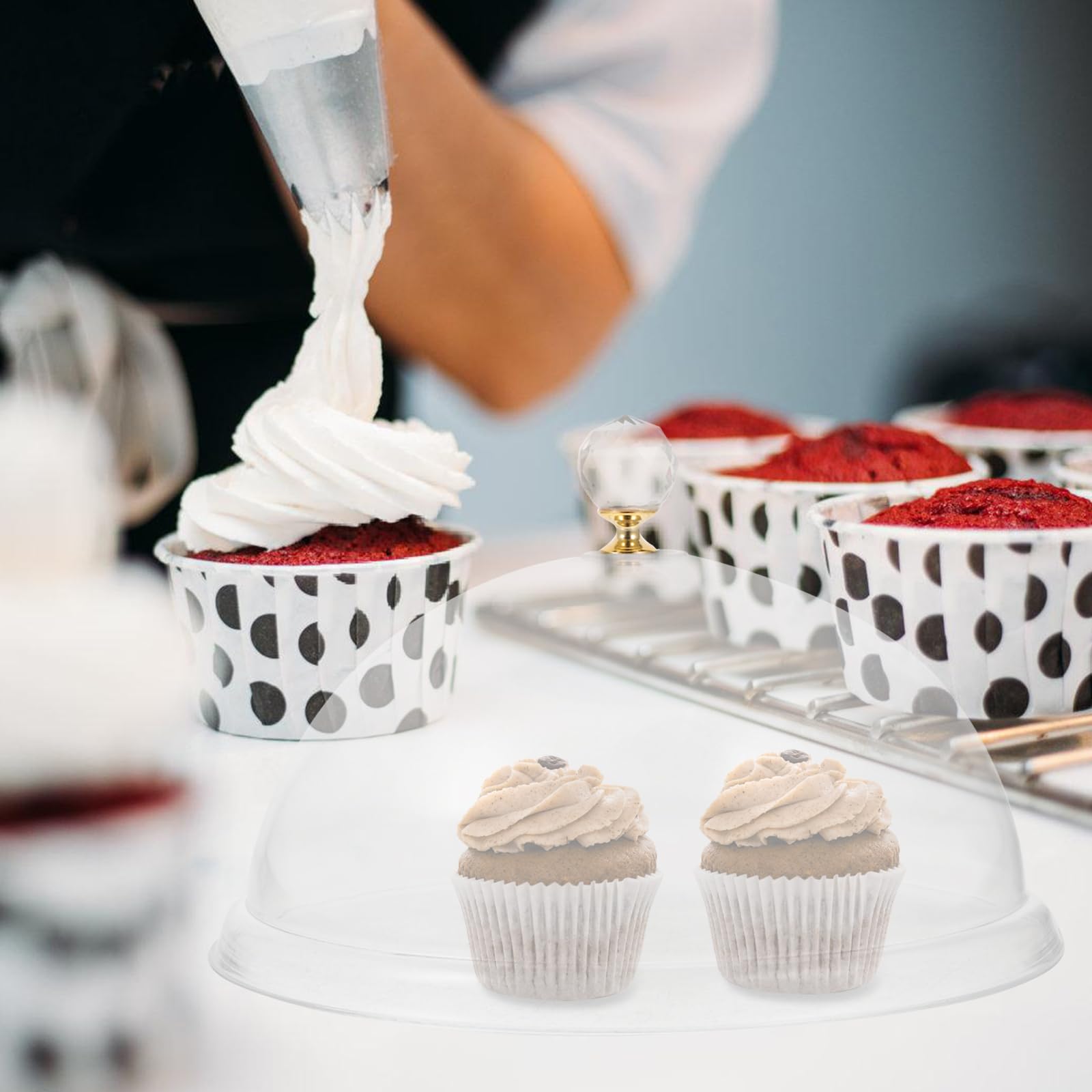 Acrylic Cake Dome Cover - Clear Round Plastic Food Cloche for Cake Stand, Cheese Display & Serving Platter | Perfect for Dessert Presentation, Bakery Showcase & Party Buffet