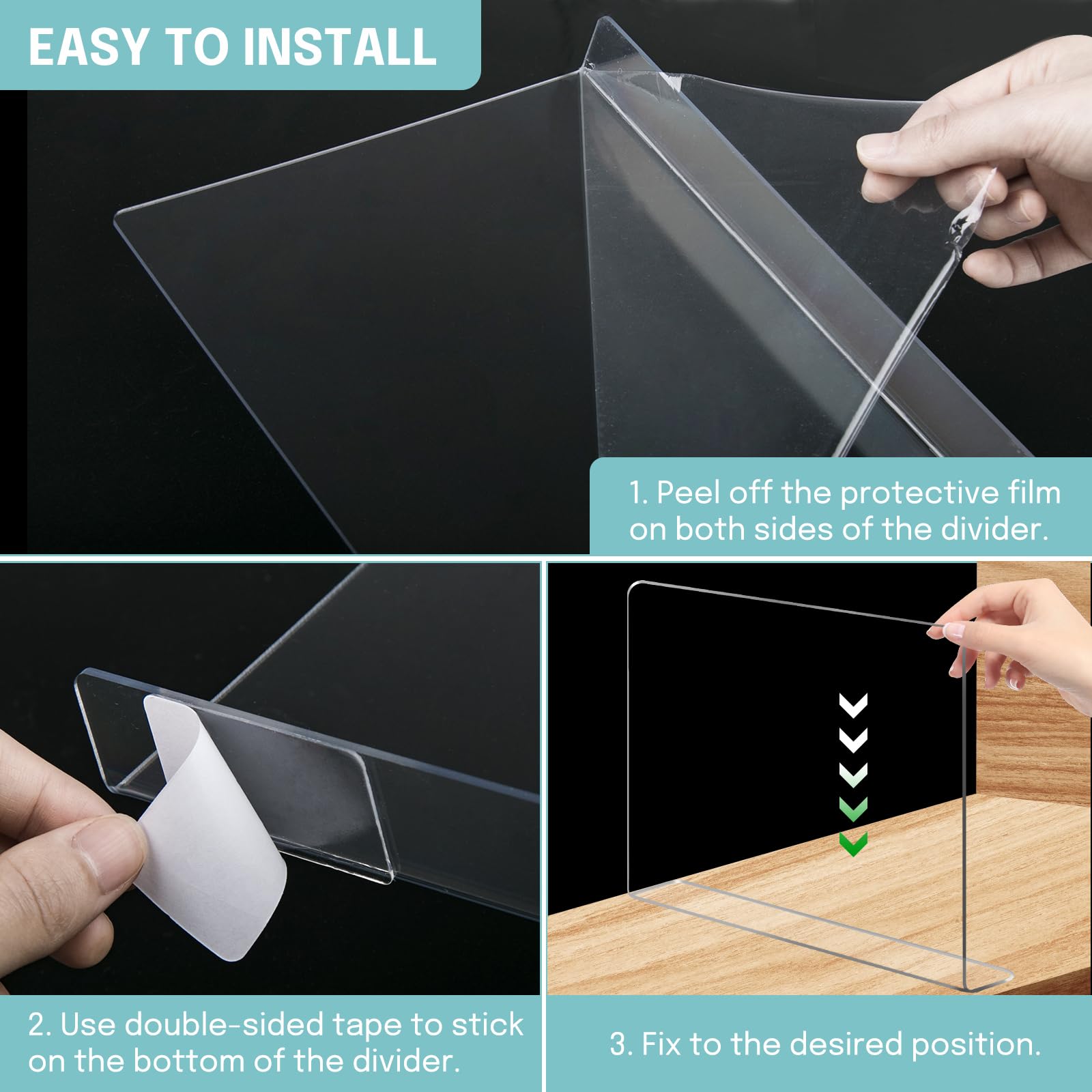 OKPOW 6-Pack Clear Acrylic Shelf Dividers - Durable Closet Organizers for Shelves, Adjustable Vertical Separators for Clothing & Purses | Perfect for Wardrobe, Pantry & Retail Store Organization