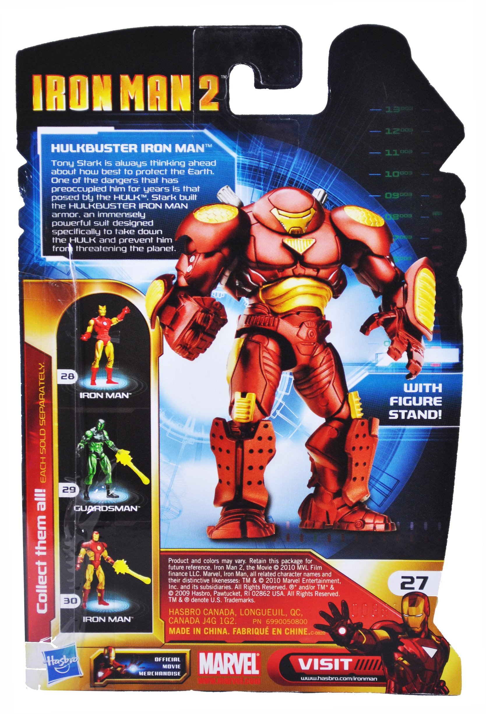 HULKBUSTER IRON MAN 4-Inch Action Figure Set with Display Stand & 3 Armor Cards | Marvel Iron Man 2 Movie Series Collectible Toy #27 | Perfect for Superhero Fans, Display & Play