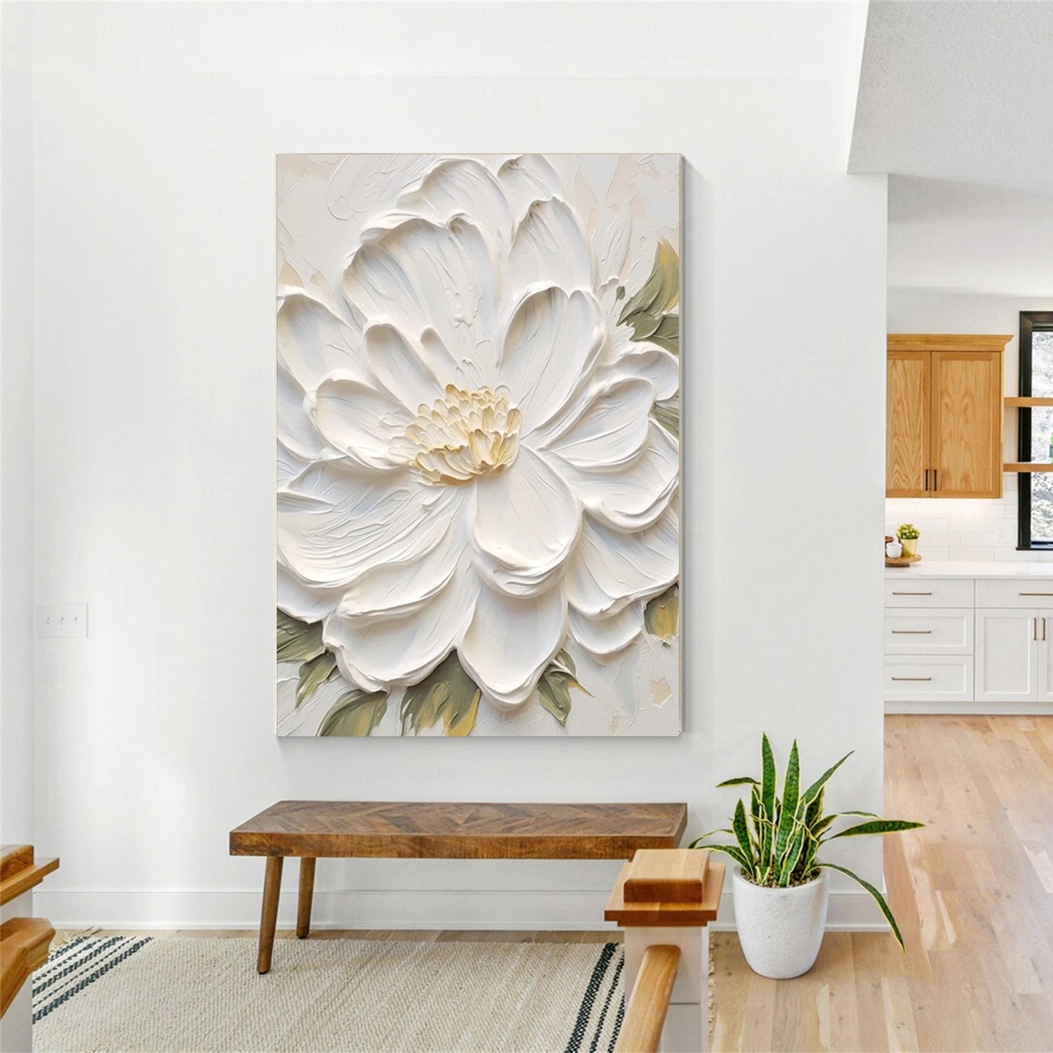 Beautiful Flower and Tree Painting - Handmade Canvas Art #FT190 - Perfect for Home Decor, Living Room, Bedroom & Office Wall Art