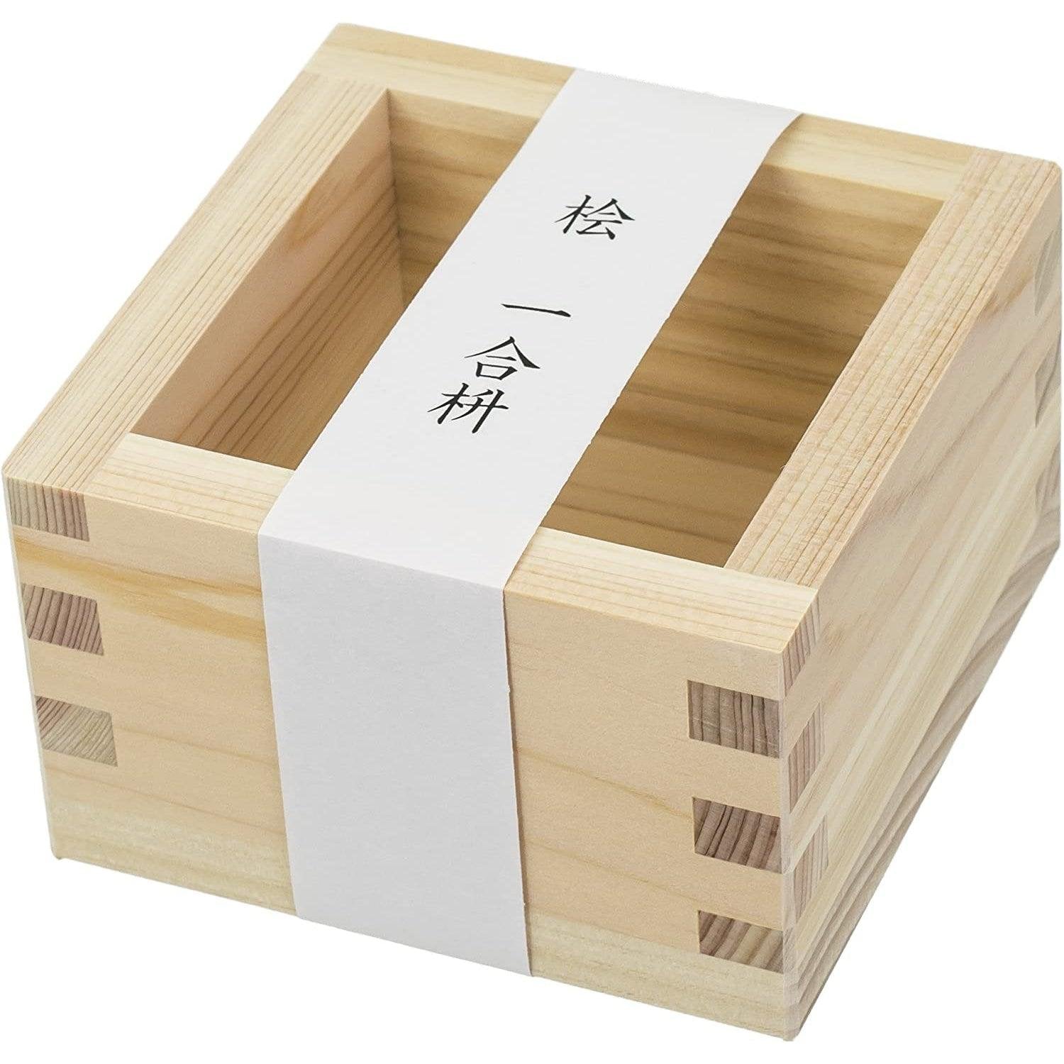 Premium Japanese Hinoki Cypress Wooden Sake Cup Set - Authentic Masu Box 1 Gou (180ml) - Traditional Sake Drinking Vessel for Japanese Cuisine, Sushi Dining & Cultural Ceremonies