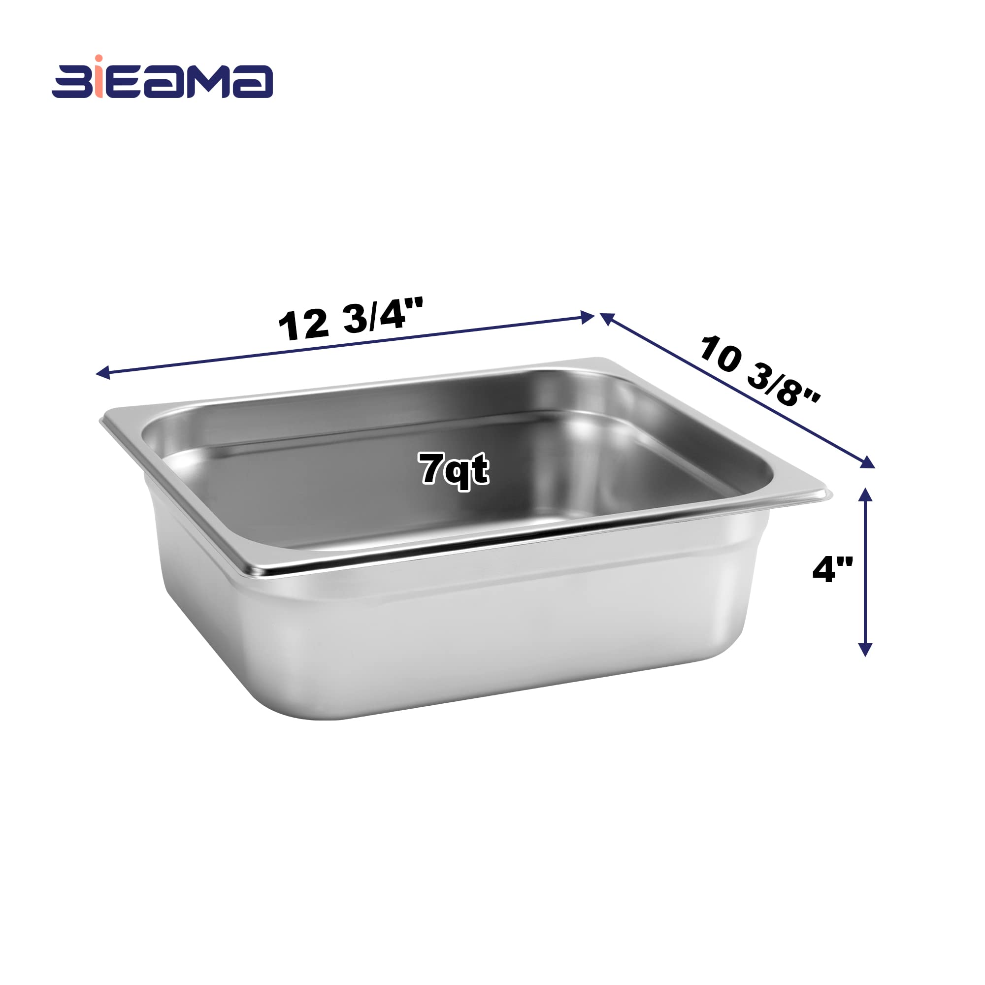 6 Pack Commercial Stainless Steel Hotel Pans - 1/2 Size 4