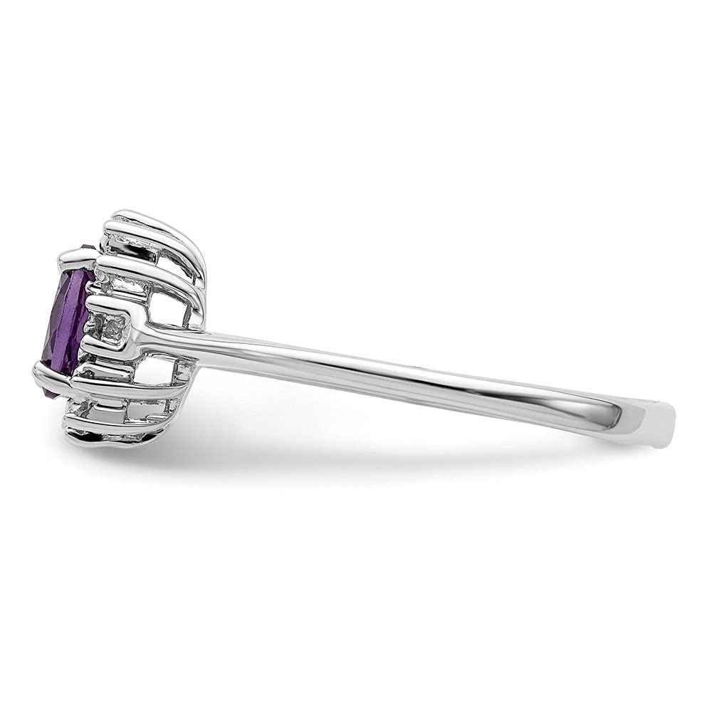 0.44ct Oval Cut Amethyst & Diamond Accent Engagement Ring for Women - 925 Sterling Silver Wedding Band, Promise Ring, Anniversary Gift for Her - Perfect for Proposals, Valentine's Day & Special Occasions