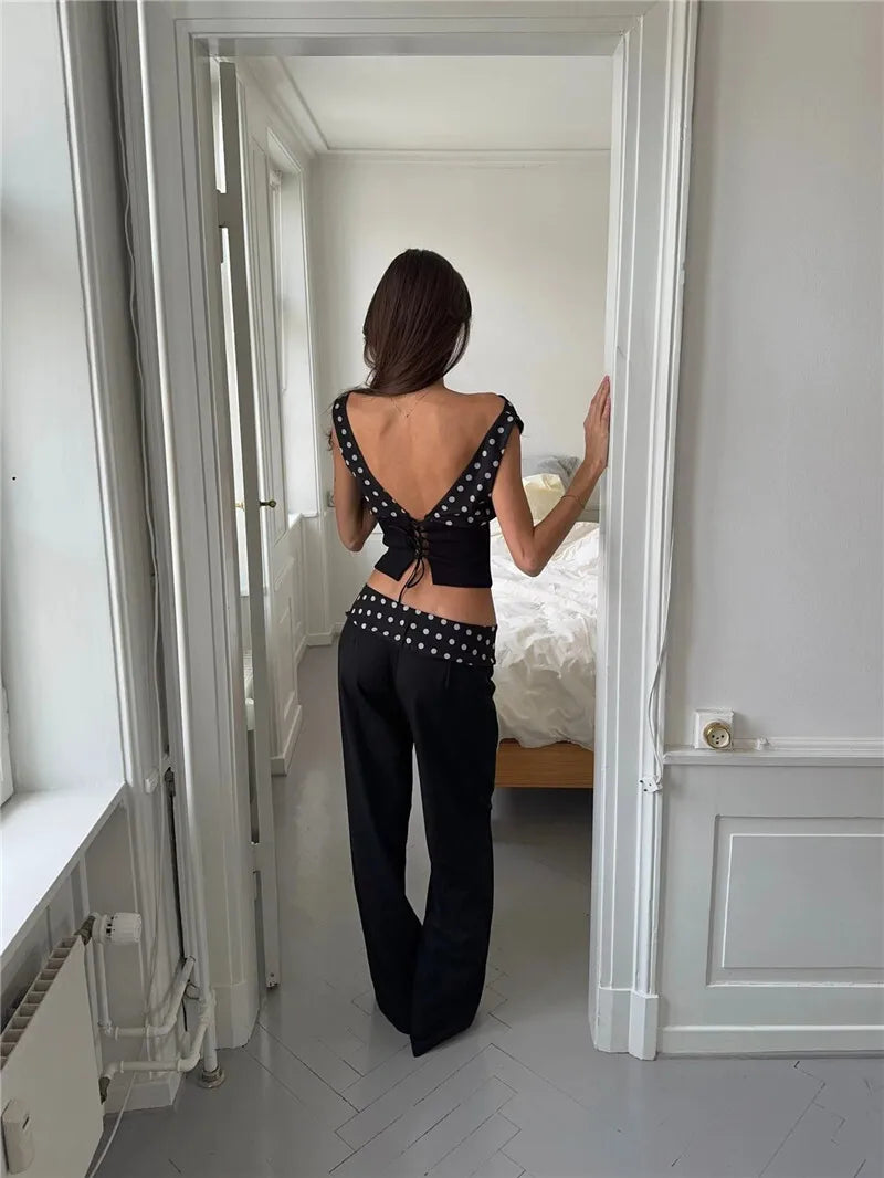 Women's Backless Polka Dot Crop Top - Summer Fashion Sleeveless Tank Top for Casual Wear, Beach Outfits & Night Out
