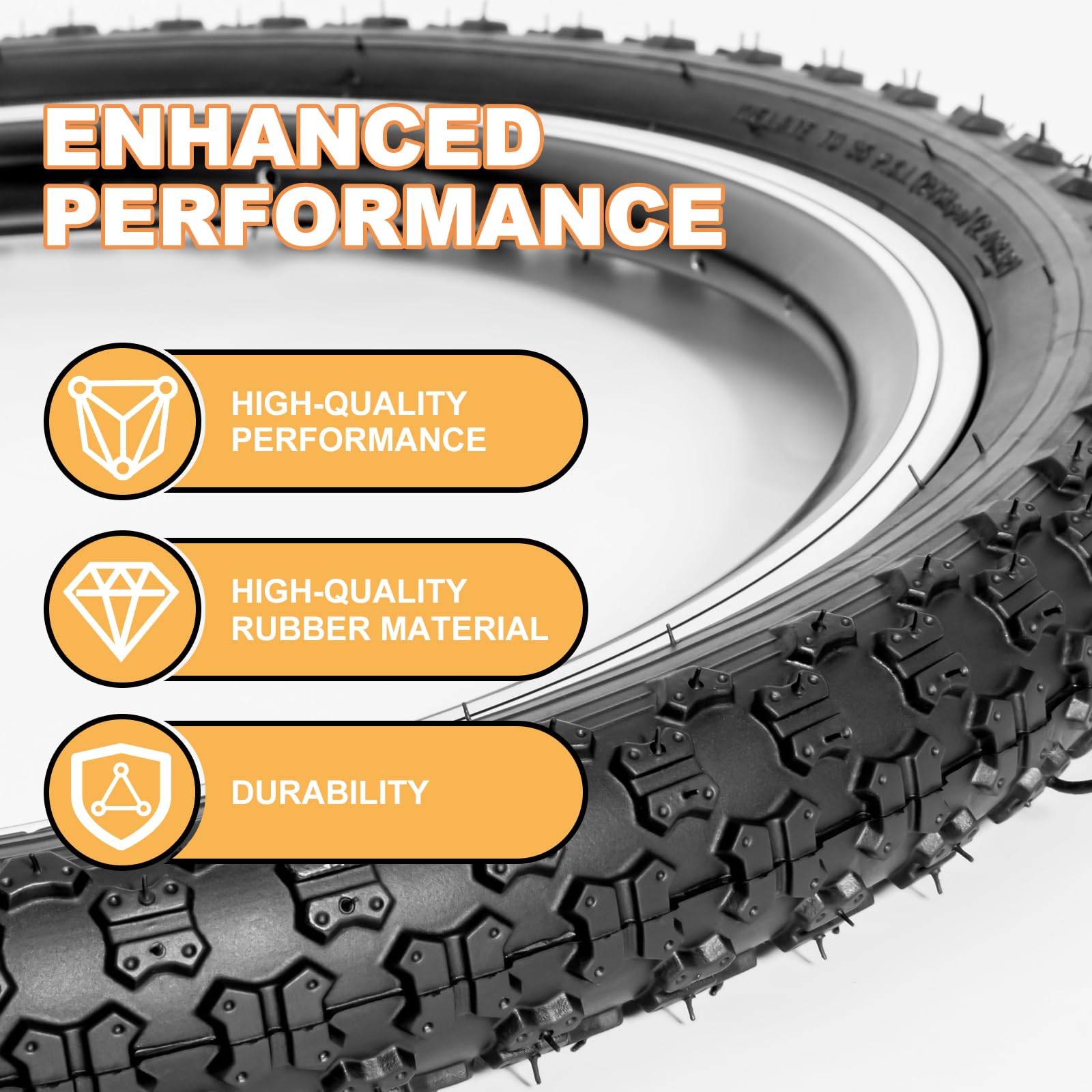 Hycline Kids Bike Replacement Tire - 12.5/14/16/20x2.125 Inch Premium Butyl Rubber Puncture-Resistant Folding Bicycle Tires - Compatible with BMX, MTB Mountain Bike and Children's Racing Bike - Perfect for Outdoor Adventures, Commuting, and Family Cycling Fun