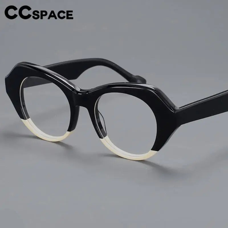 CCspace Unisex Full Rim Oval Acetate Eyeglasses Frame 57204 - Lightweight & Durable for Work, Reading & Fashion