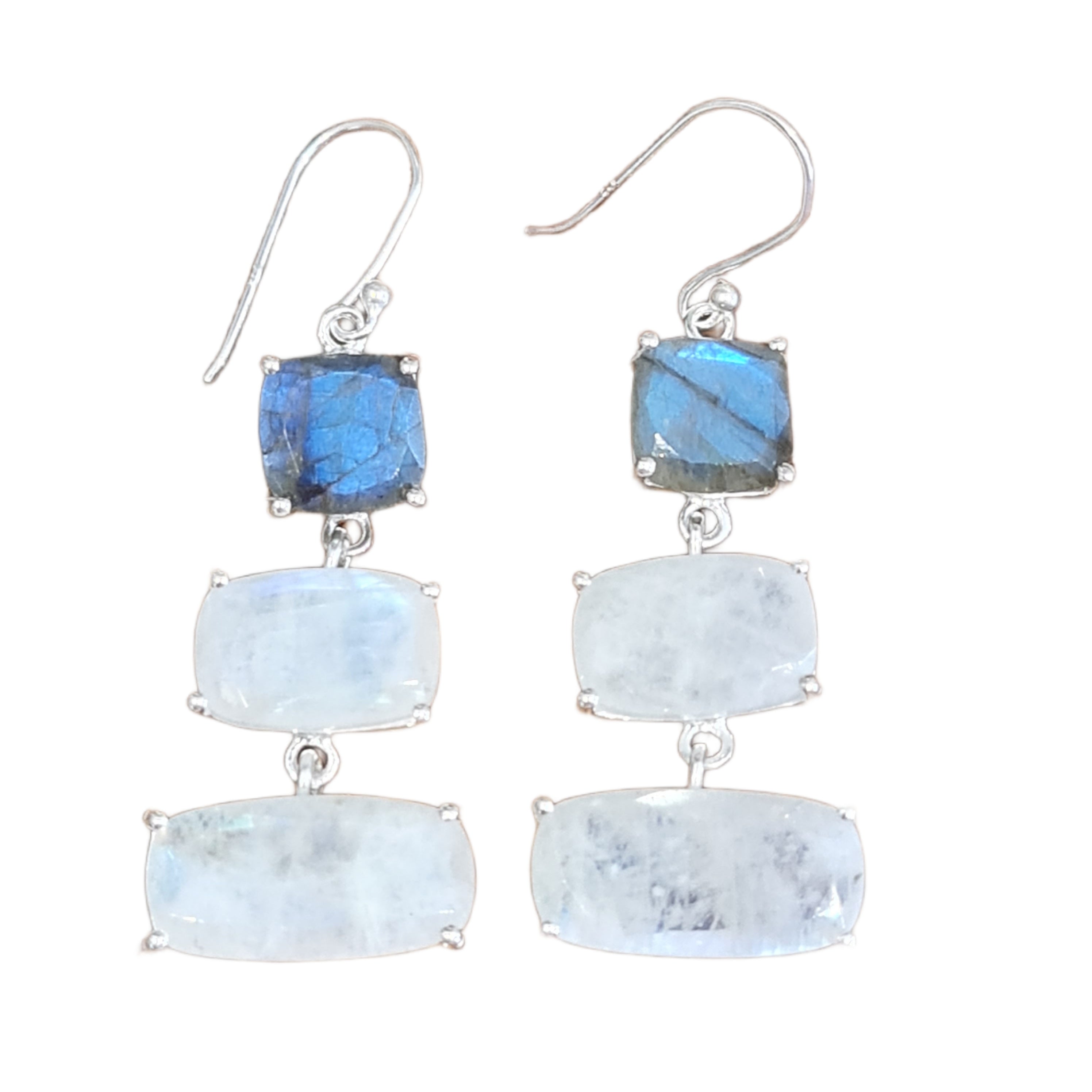 Labradorite Rainbow Moonstone Drop Earrings – Natural Gemstone Dangle Earrings for Women | Boho Chic Jewelry for Parties, Weddings & Everyday Wear