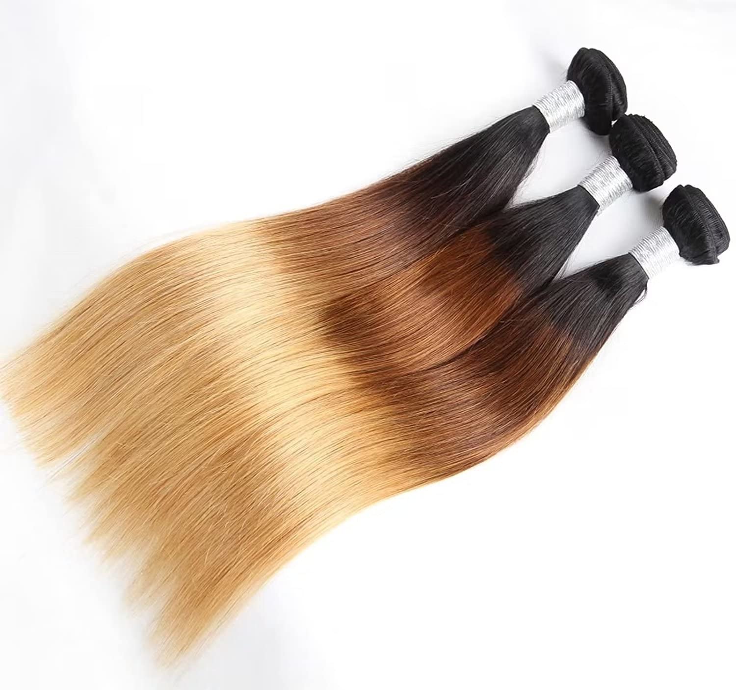 10A Ombre Straight Human Hair Weave Extensions 3 Bundles (12