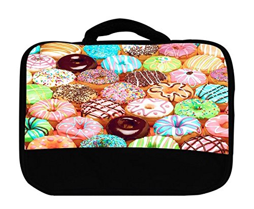 Stylish Donuts Print Canvas Lunch Bag for Women & Men - Reusable Insulated Lunch Tote for Work, School, Picnics & Outdoor Activities
