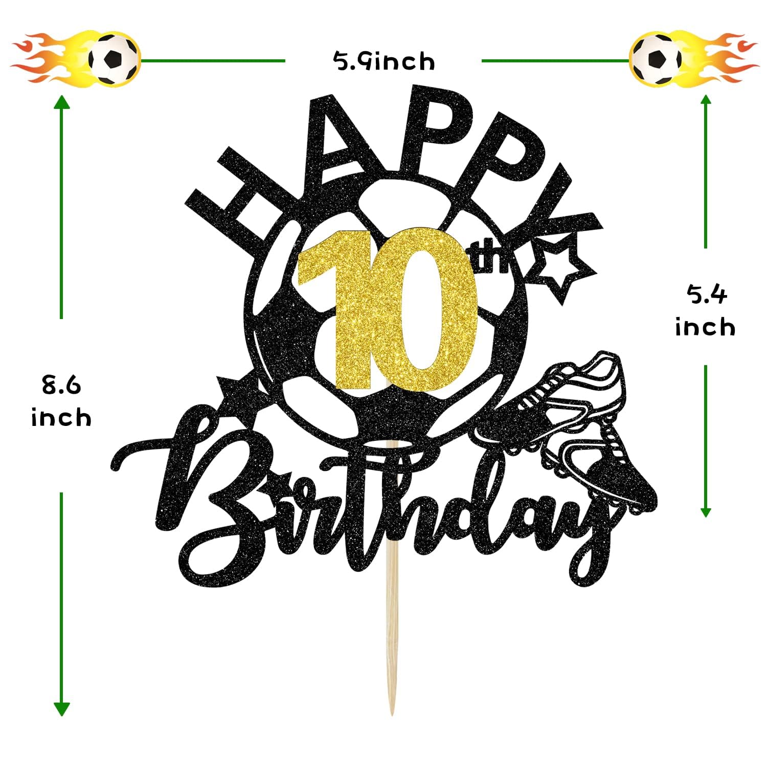 10th Birthday Cake Topper - Soccer Theme Party Decorations for Boys & Girls | Football Player Cake Topper, 10 Years Old Birthday Party Supplies | Perfect for Soccer-Themed Birthday Cakes, Kids Parties & Sports Celebrations
