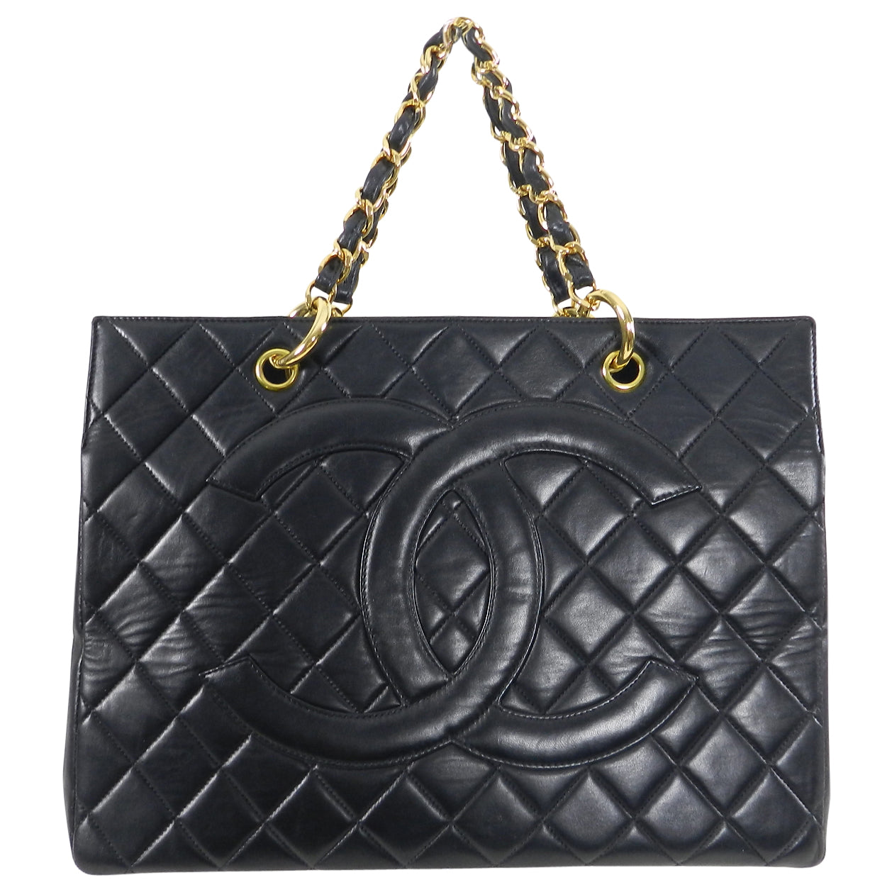 Vintage Chanel 1990s Large Lambskin Quilted CC Logo Tote Bag - Luxury Designer Handbag for Women, Perfect for Work, Travel & Special Occasions