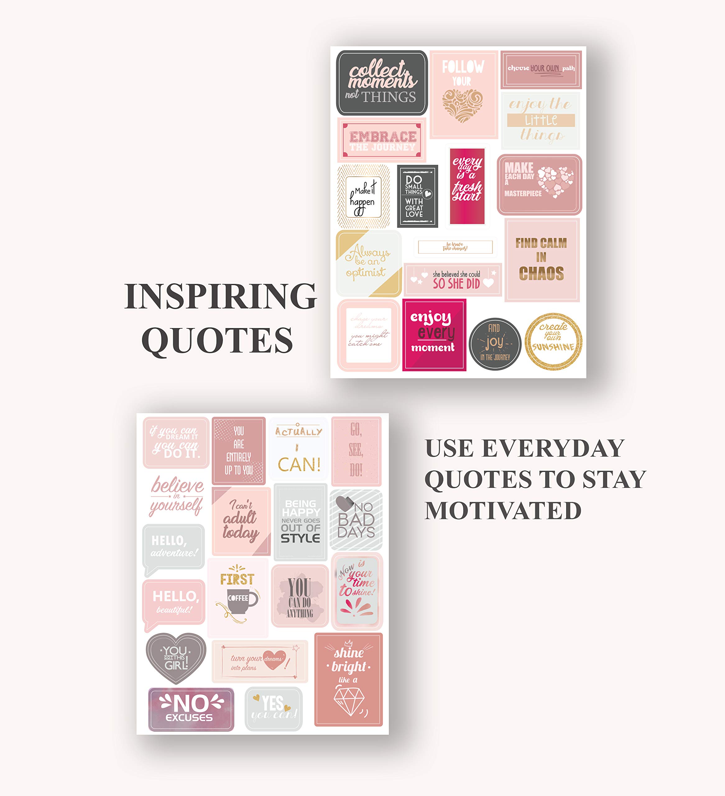 Lamare Planner Stickers Set of 1000+ – Inspirational Motivational Scrapbook & Journal Stickers for Adults – Perfect for Bullet Journals, Planners, Calendars & DIY Craft Projects