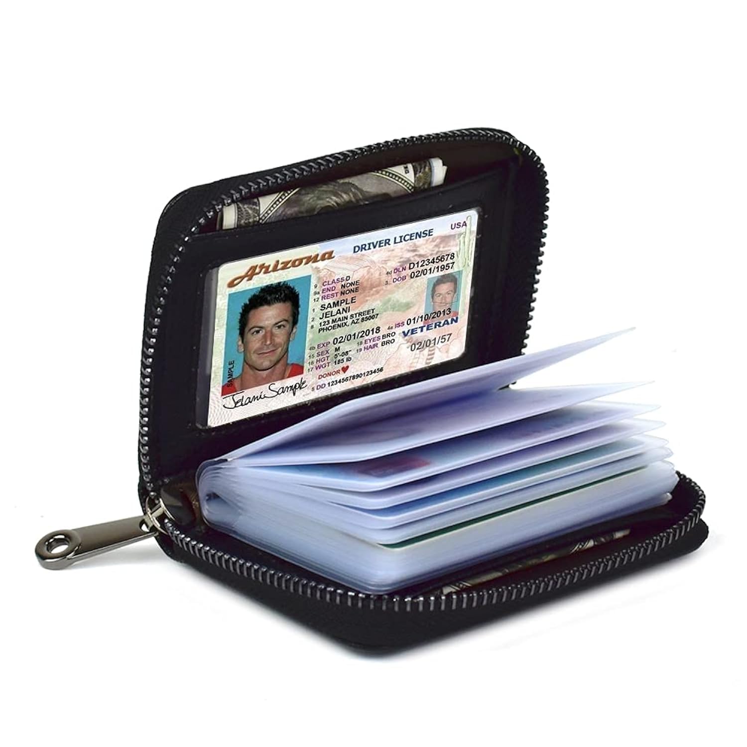 RFID Blocking Card Holder for Women & Men - 20 Slot Credit Card Wallet with Money Organizer - Slim & Secure Black Leather Case - Perfect for Travel, Business & Everyday Use