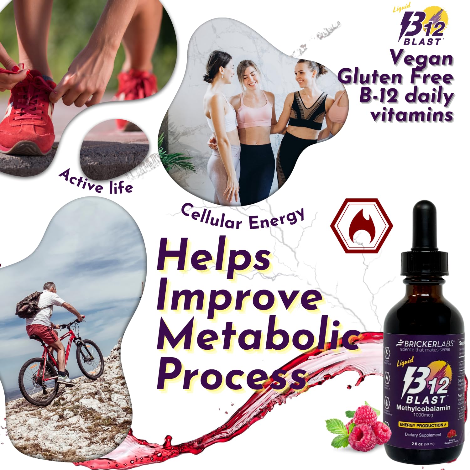 B12 Blast Methylcobalamin 1000mcg - Vegan Sublingual Liquid Energy Vitamin Supplement for Sustained Energy & Cellular Support - Great Tasting Cherry Flavor - 59 Day Supply - Boost Energy for Workouts, Focus & Daily Activities