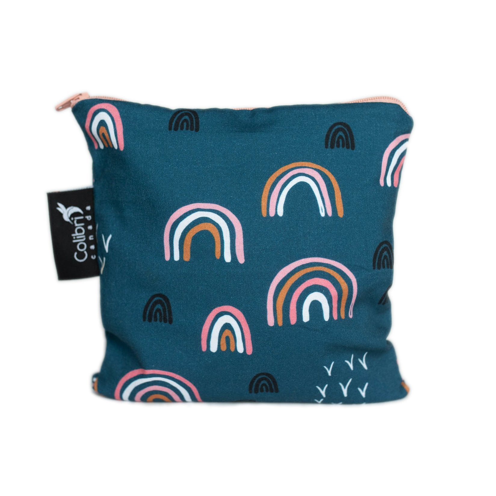 Colibri Canada Rainbows Large Reusable Snack Bags - Eco-Friendly Food Storage for Kids Lunch, Picnics & Travel - BPA-Free Washable Snack Pouches