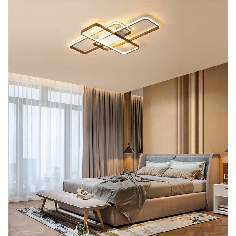 Modern Dimmable LED Flush Mount Ceiling Light with Remote Control - Square Chandelier for Dining Room, Kitchen Island, Bedroom & Living Room - Stylish Hanging Lighting Fixture for Home Decor | Perfect for Ambient Lighting & Space-Saving Design