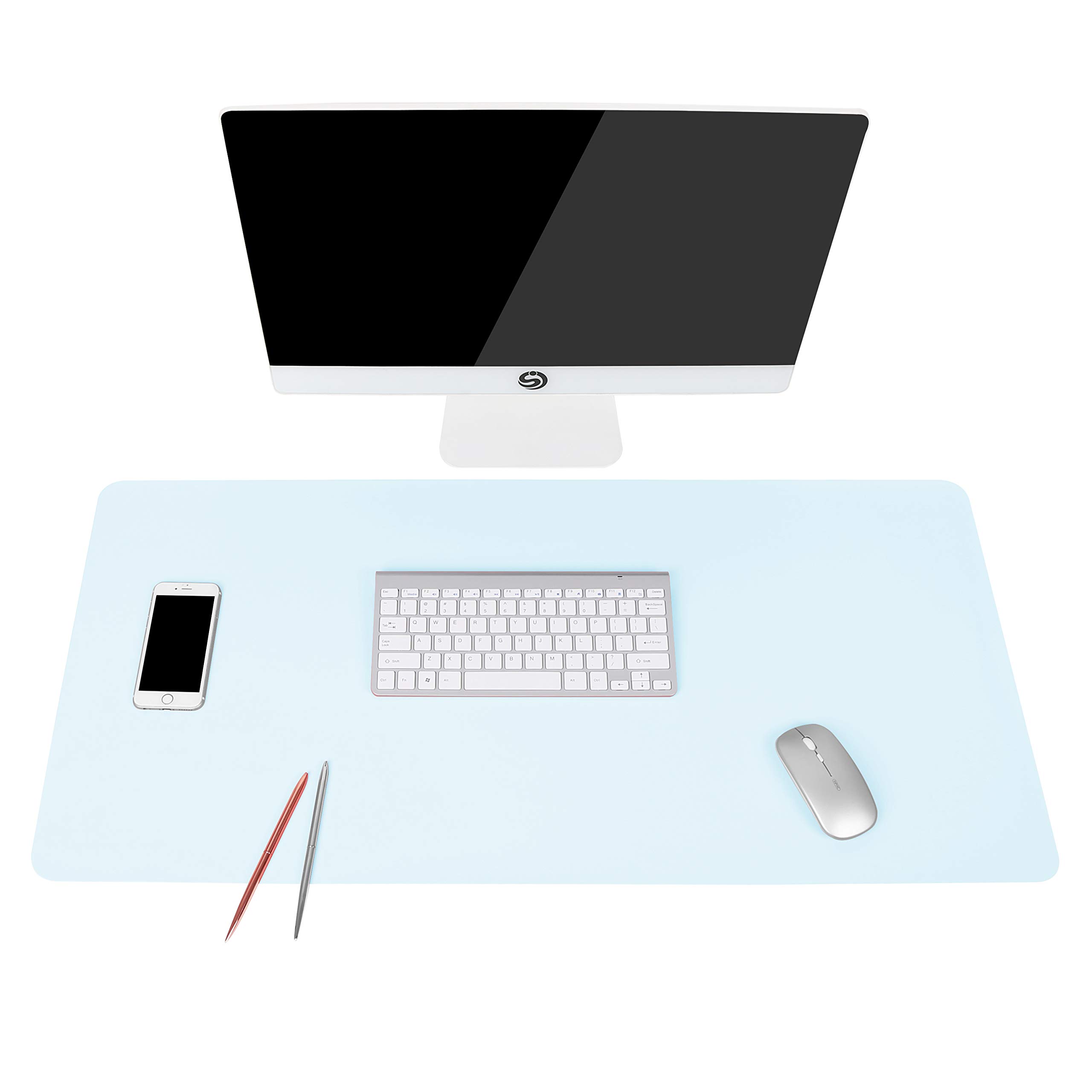 Premium Non-Slip Leather Desk Mat - Waterproof PVC Mouse Pad & Laptop Writing Surface (35.4
