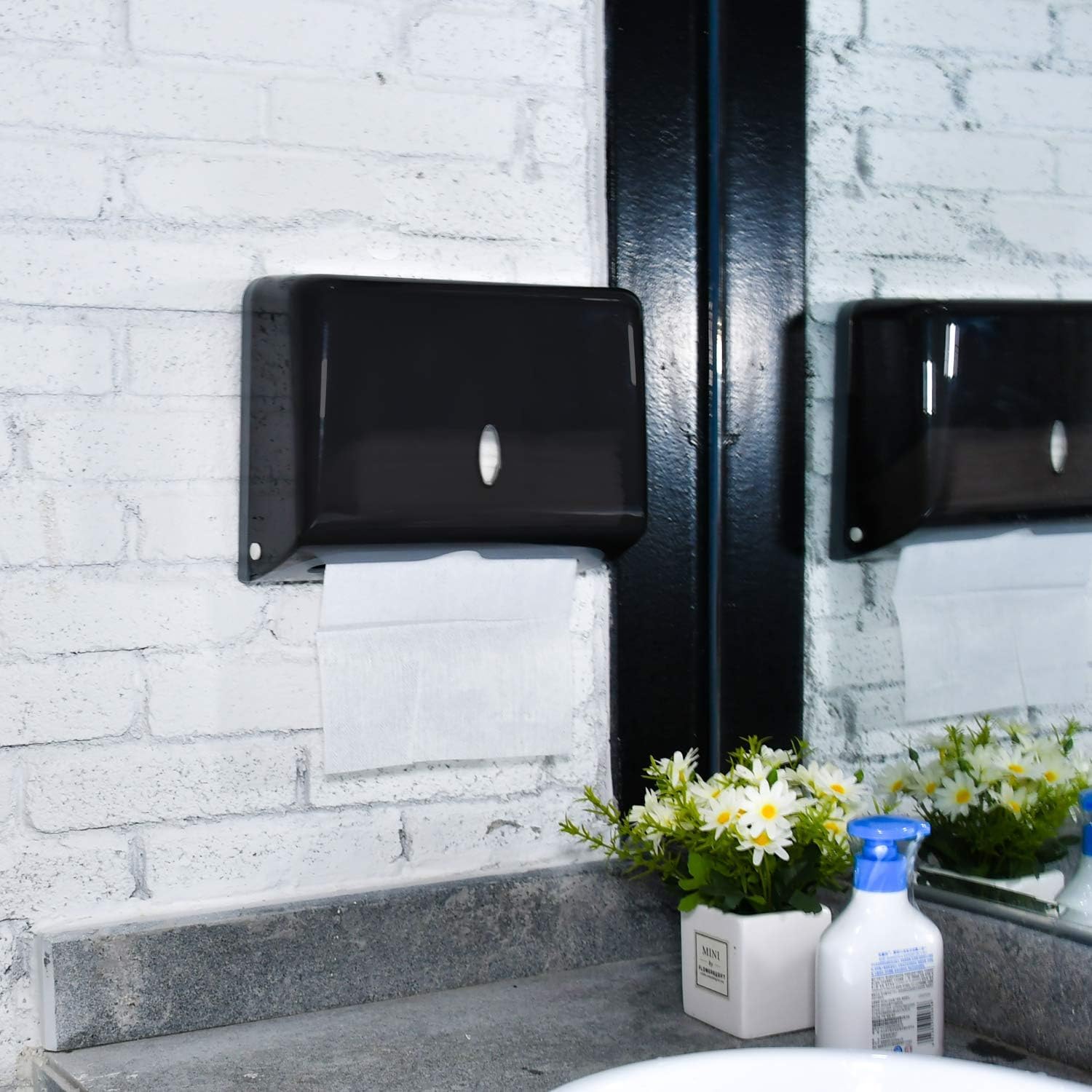 Commercial Paper Towel Dispensers Wall Mount - Black C-Fold/Multifold Bathroom & Kitchen Tissue Holder for Restaurants, Offices & Public Washrooms