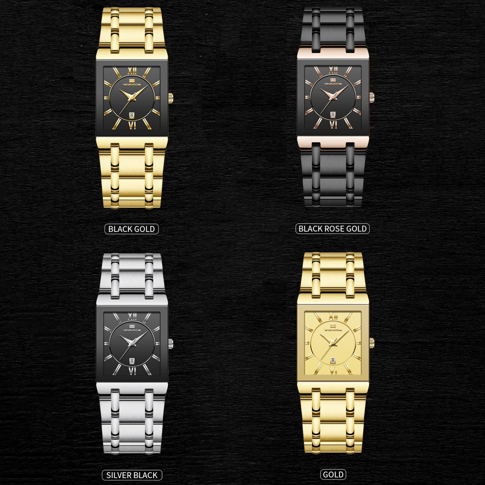 Stylish Men's Business Watch - Square Stainless Steel Strap with Calendar Display & Waterproof Quartz Movement - Perfect for Office, Formal Events & Everyday Wear
