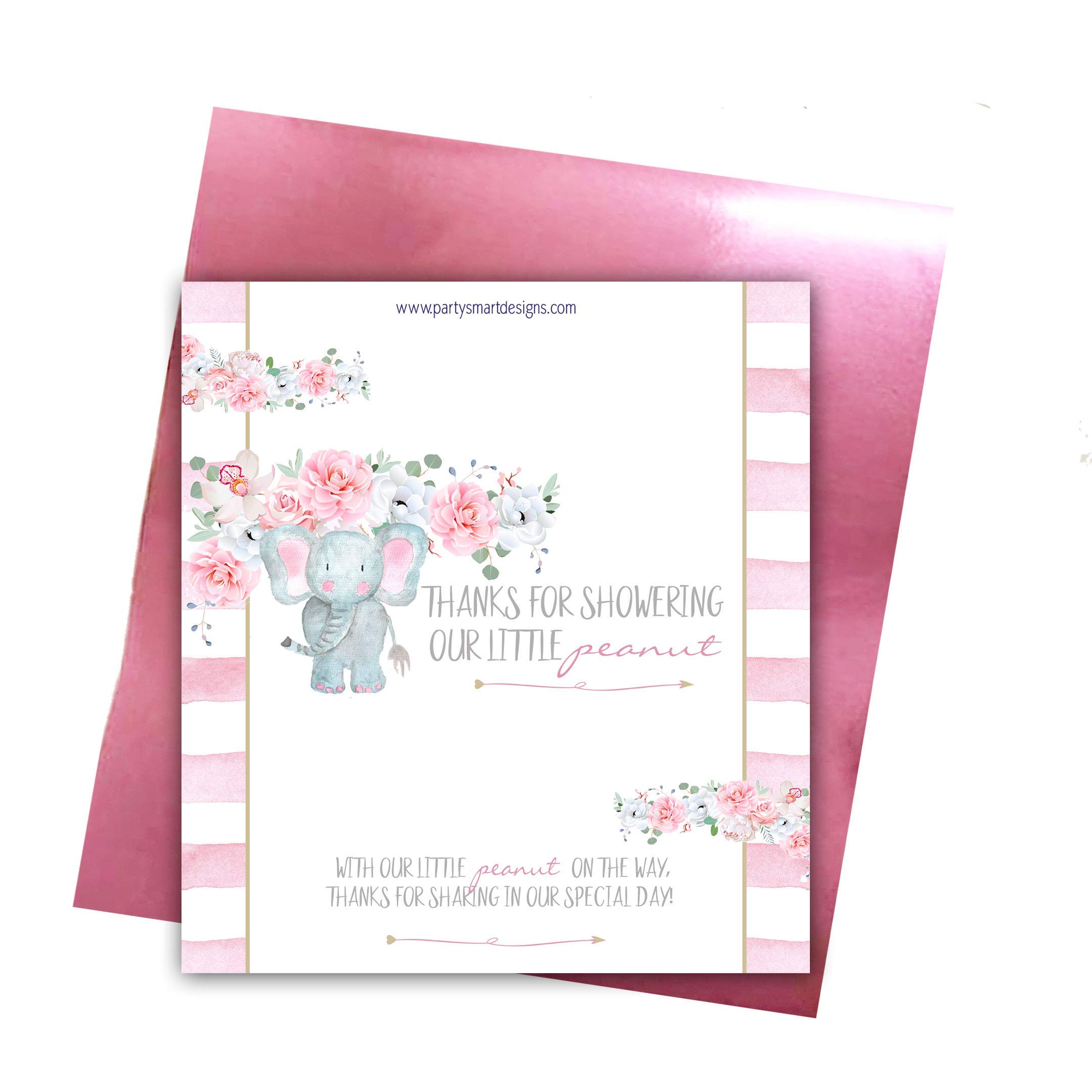 Elephant Baby Shower Favors & Birthday Party Decorations - Set of 20 Pink Foil Candy Bar Wrappers - Perfect for Baby Showers, Birthday Parties & Candy Buffets