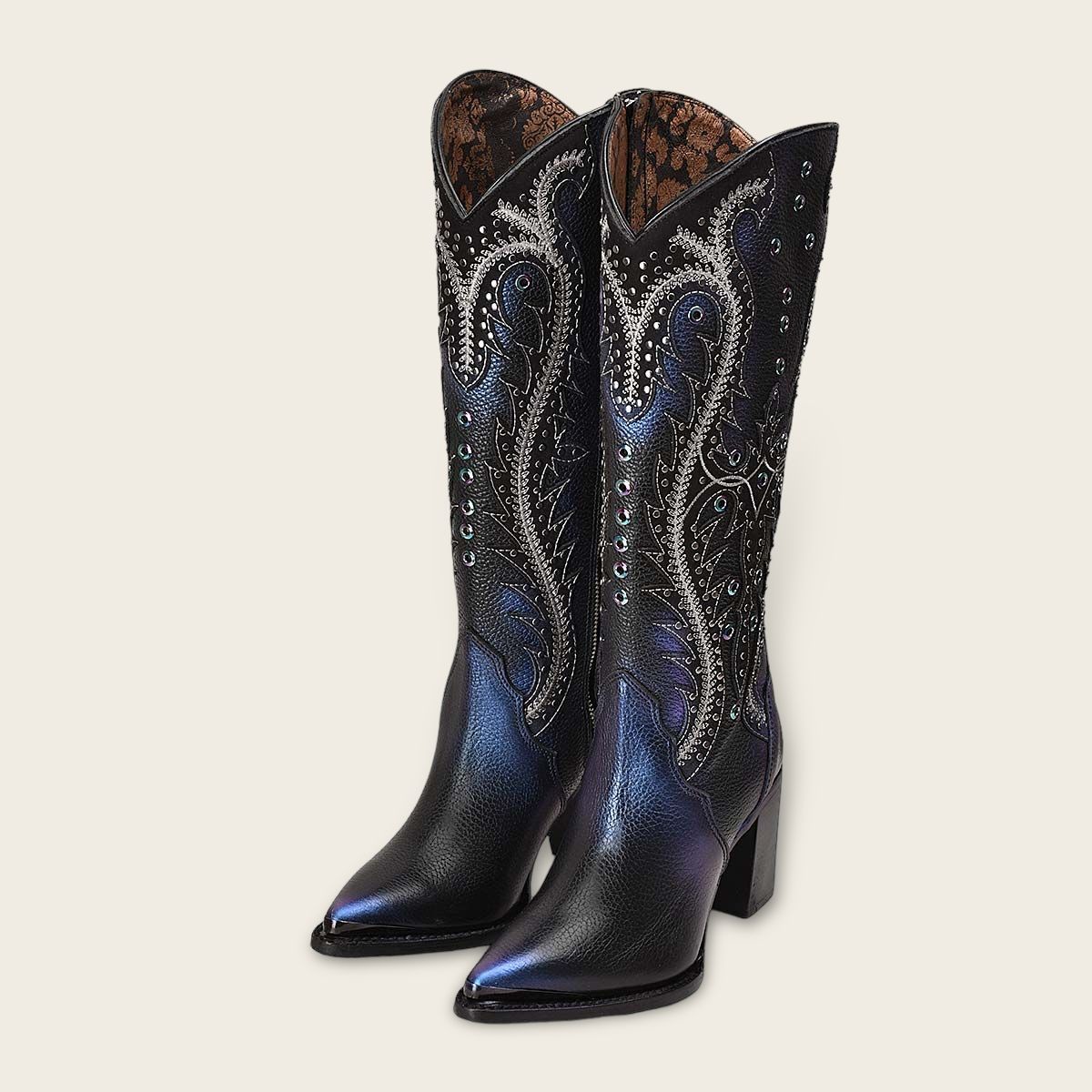 Women's Cuadra Black Western Cowgirl Ankle Boots - Genuine Cowhide Leather - Stylish & Comfortable for Country Dancing, Rodeo, and Everyday Wear