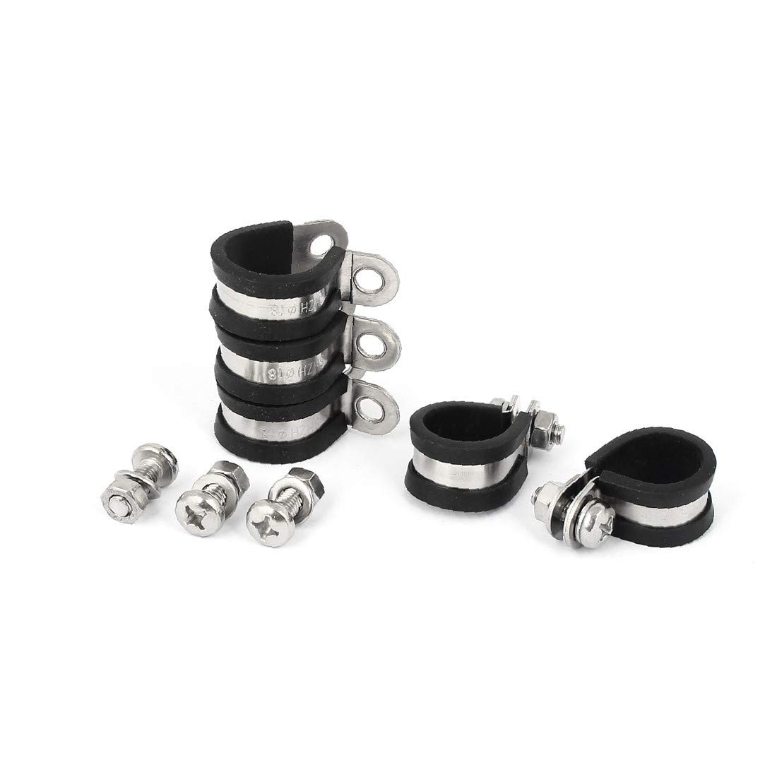 X-DREE 5-Piece 18mm P Clips with EPDM Rubber Lining - Heavy Duty Pipe, Tube & Cable Mounting Brackets for Automotive, Marine & Industrial Use