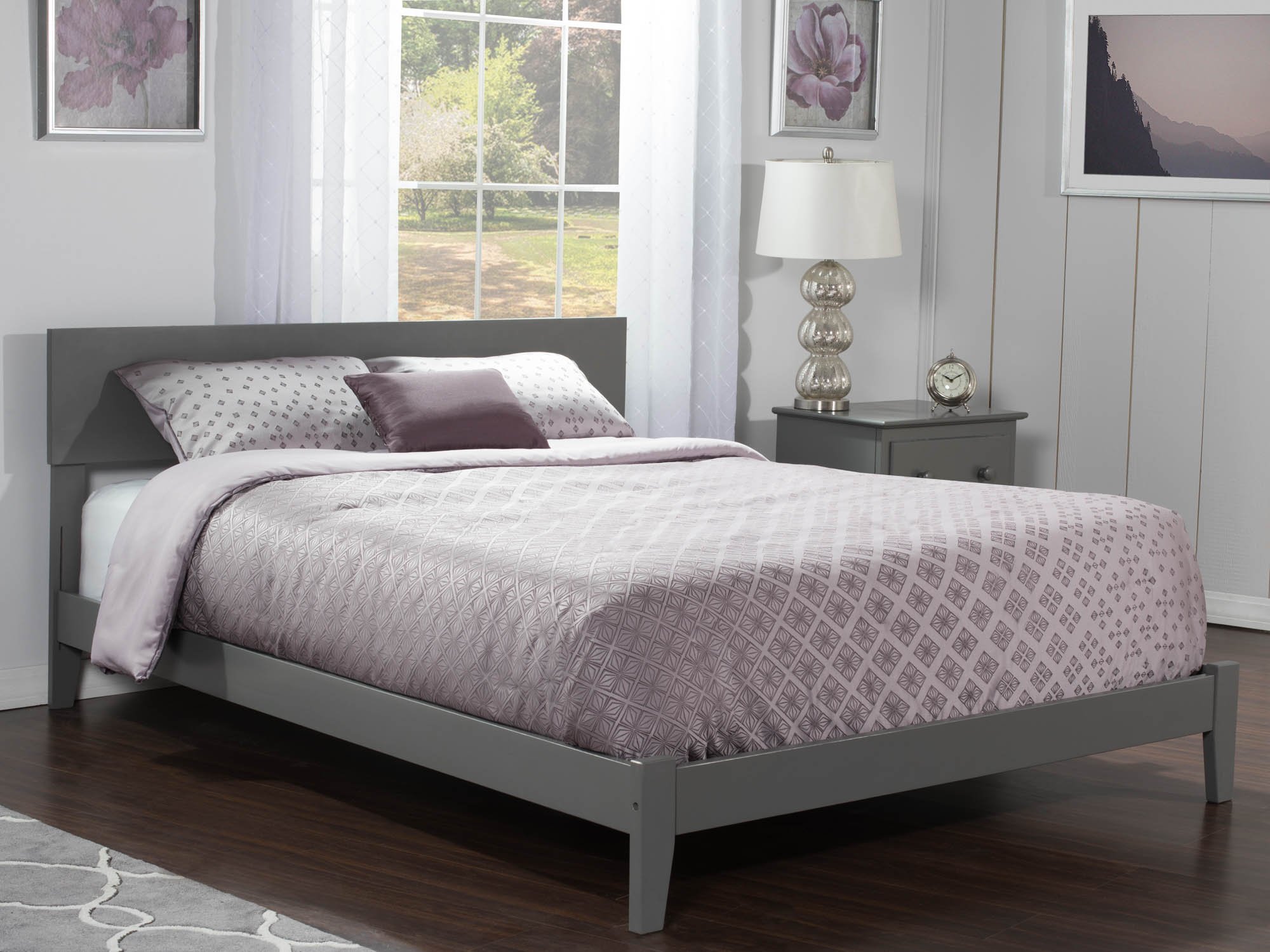 AFI Orlando Queen Size Bed Frame with USB Charging Ports, Grey - Modern Bedroom Furniture for Home & Guest Room