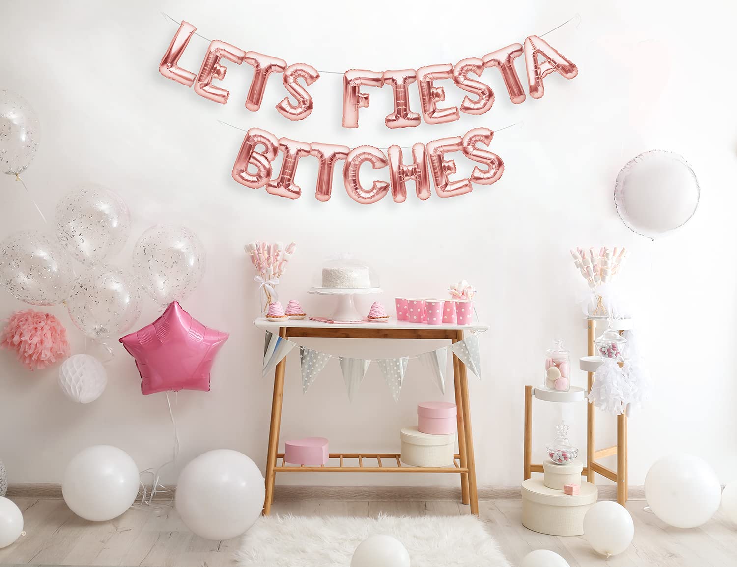 Rose Gold 'Let's Fiesta' Balloon Banner - Bridal Shower, Bachelorette Party & Birthday Decorations | Perfect for Themed Celebrations, Photo Backdrops & Festive Events