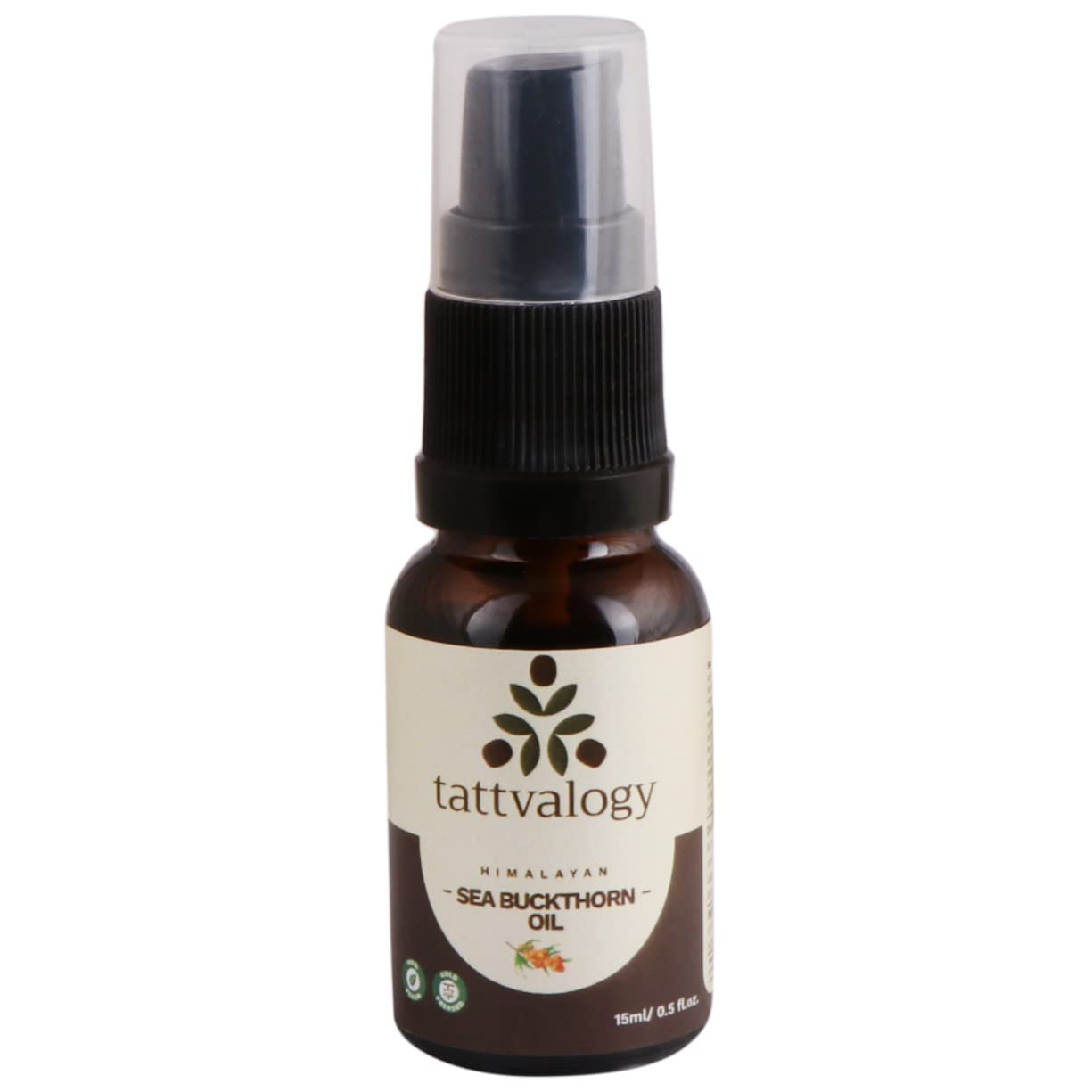 Tattvalogy Organic Sea Buckthorn Carrier Oil (15ml) – Cold-Pressed from Himalayan Hippophae Rhamnoides – Nourishes Skin & Hair for Radiant Glow – Ideal for Face, Body & Scalp Care – All Skin & Hair Types – Perfect for DIY Beauty, Massage & Aromatherapy