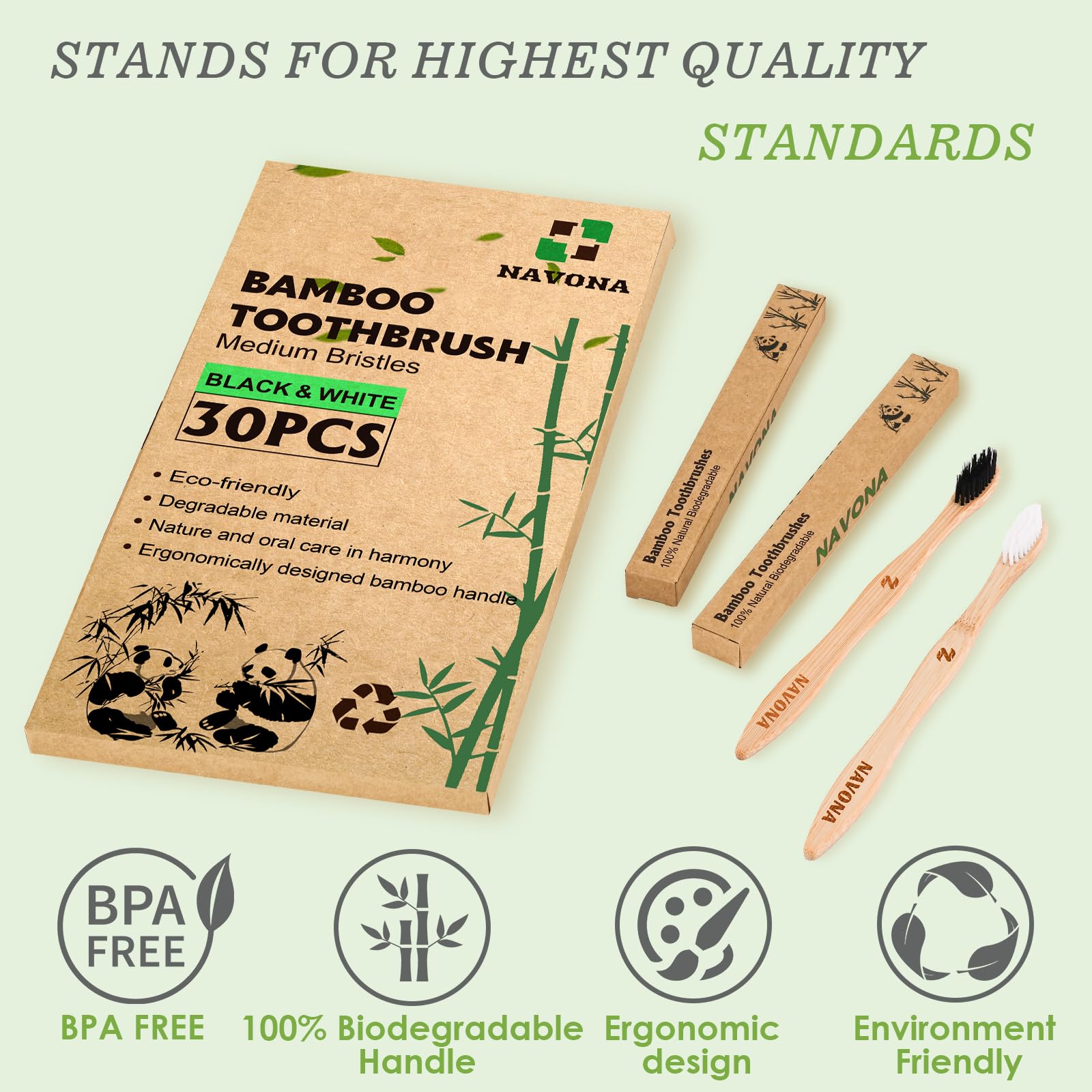 Eco-Friendly 30 Pack Bamboo Toothbrushes for Adults - BPA Free Soft Bristles, Natural Wooden Toothbrush Bulk Set with 2 Travel Cases | Sustainable Oral Care for Home, Travel & Zero Waste Lifestyle