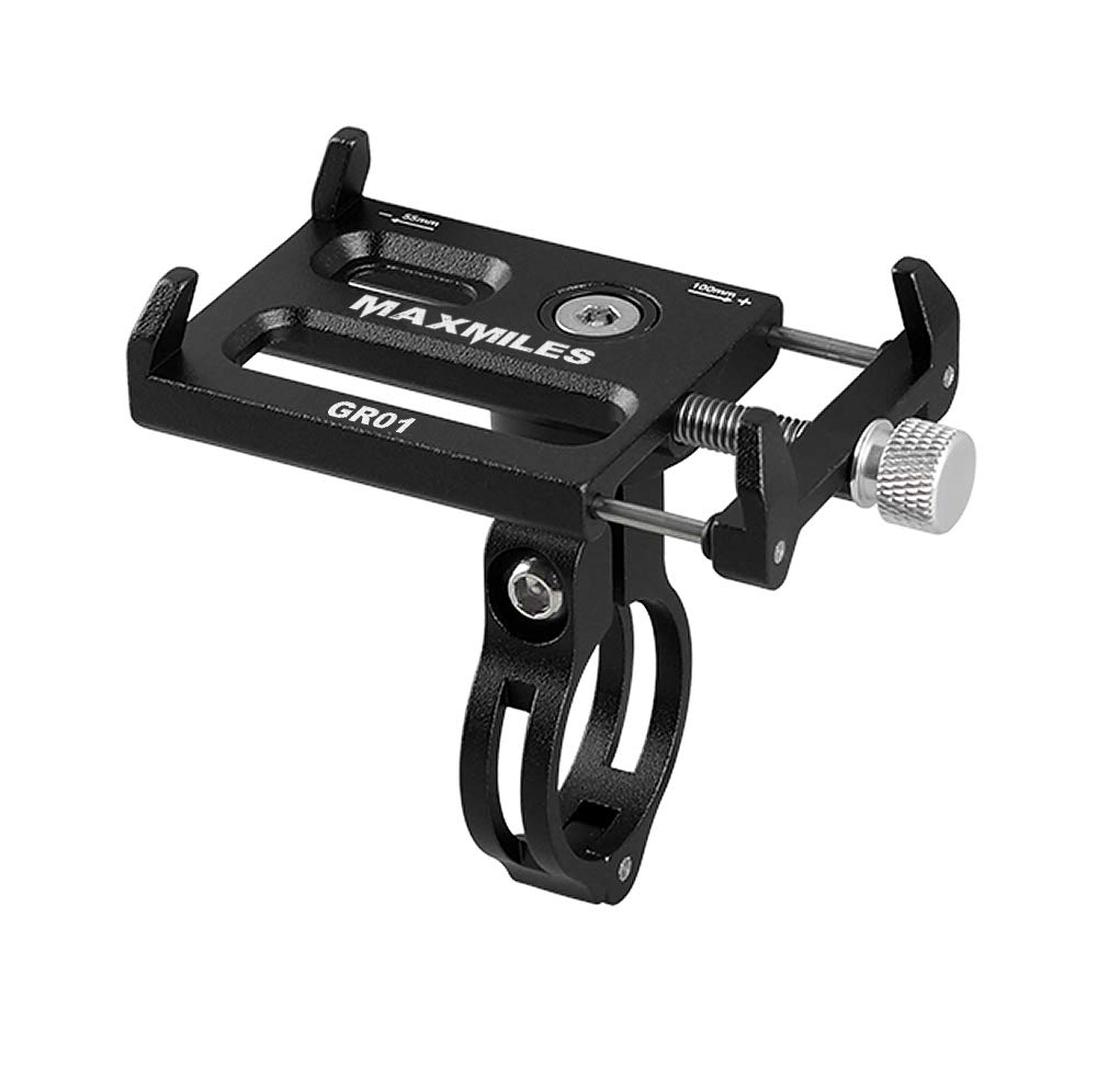 MaxMiles Universal Aluminum Motorcycle & Bicycle Phone Mount - Adjustable Handlebar Smartphone Holder for iPhone X/XR/5/6/7/8 Plus, Samsung, LG - Perfect for GPS Navigation & Outdoor Cycling Adventures