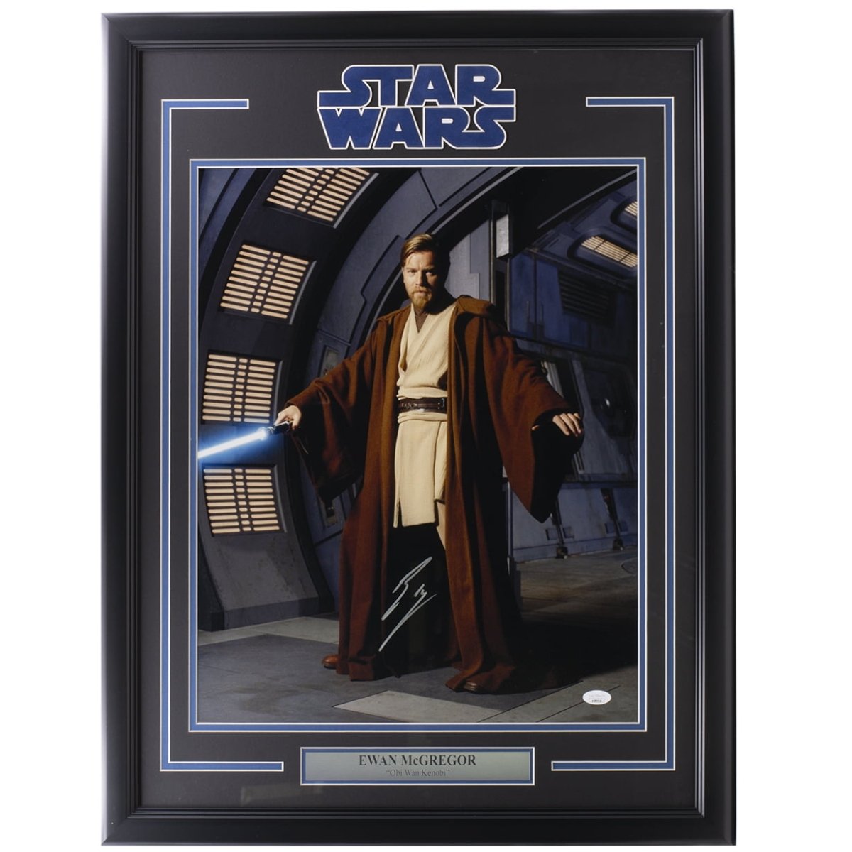 Ewan McGregor Autographed 16x20 Framed Star Wars Obi-Wan Kenobi Photo with JSA Certificate - Perfect for Movie Memorabilia Collectors & Star Wars Fans Display