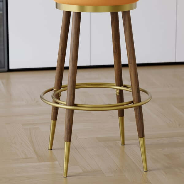MidCentury Modern Orange Bar Stools with Backrest - Set of 2 Velvet Upholstered Counter Height Stools for Kitchen Island, Breakfast Bar & Home Decor