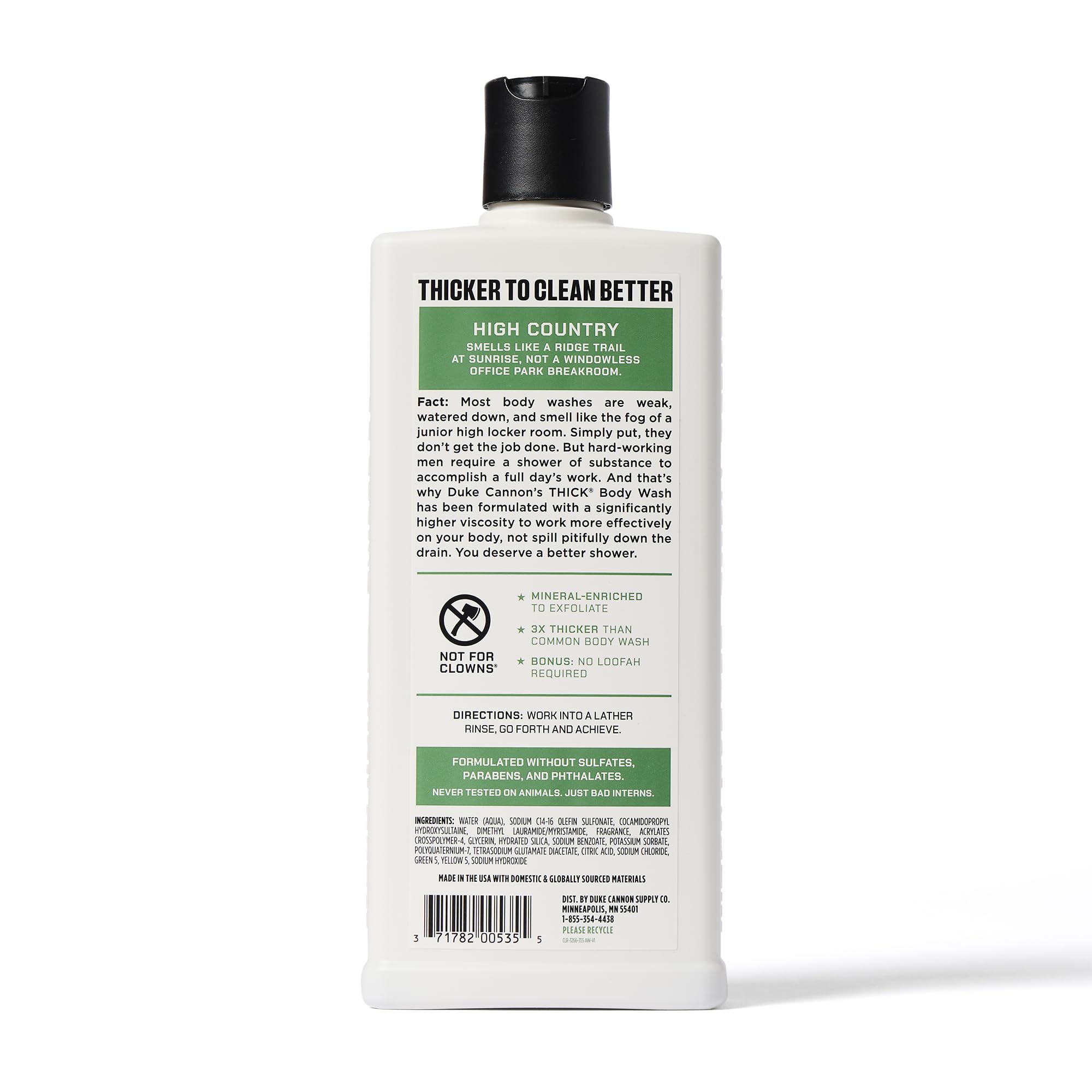 Duke Cannon Supply Co. THICK High-Viscosity Men's Body Wash - Scent Seeker Variety 4 Pack (17.5 Fl Oz Each) | Premium Plant-Based Thickeners, Superior Lather & Natural Exfoliation | Perfect for Gym, Travel & Daily Shower Routine