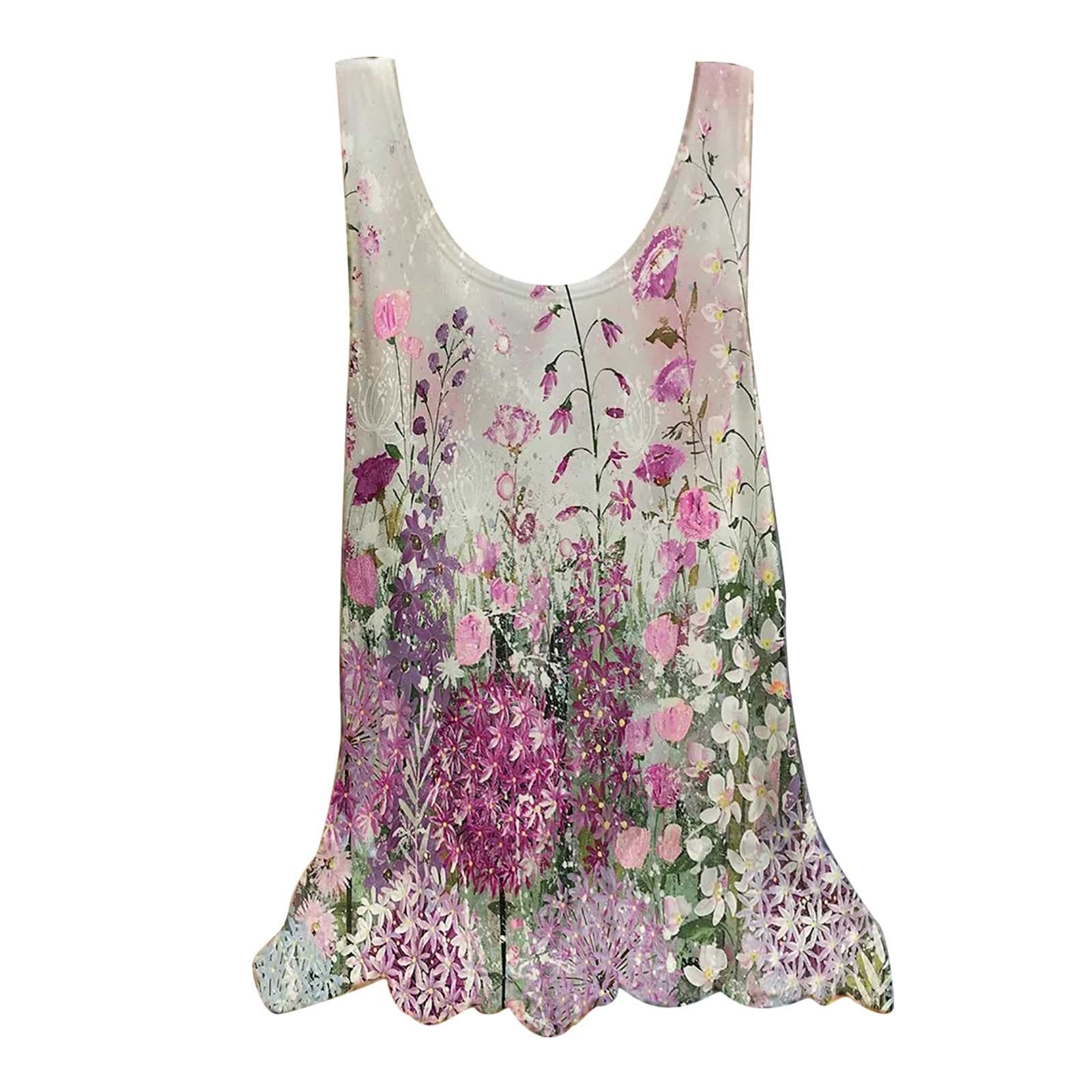 Stylish Plus Size Flowy Chiffon Tank Top for Women - Trendy Floral Print Summer Blouse, Loose Fit Vest - Perfect for Beach Outings, Casual Wear & Vacation Essentials