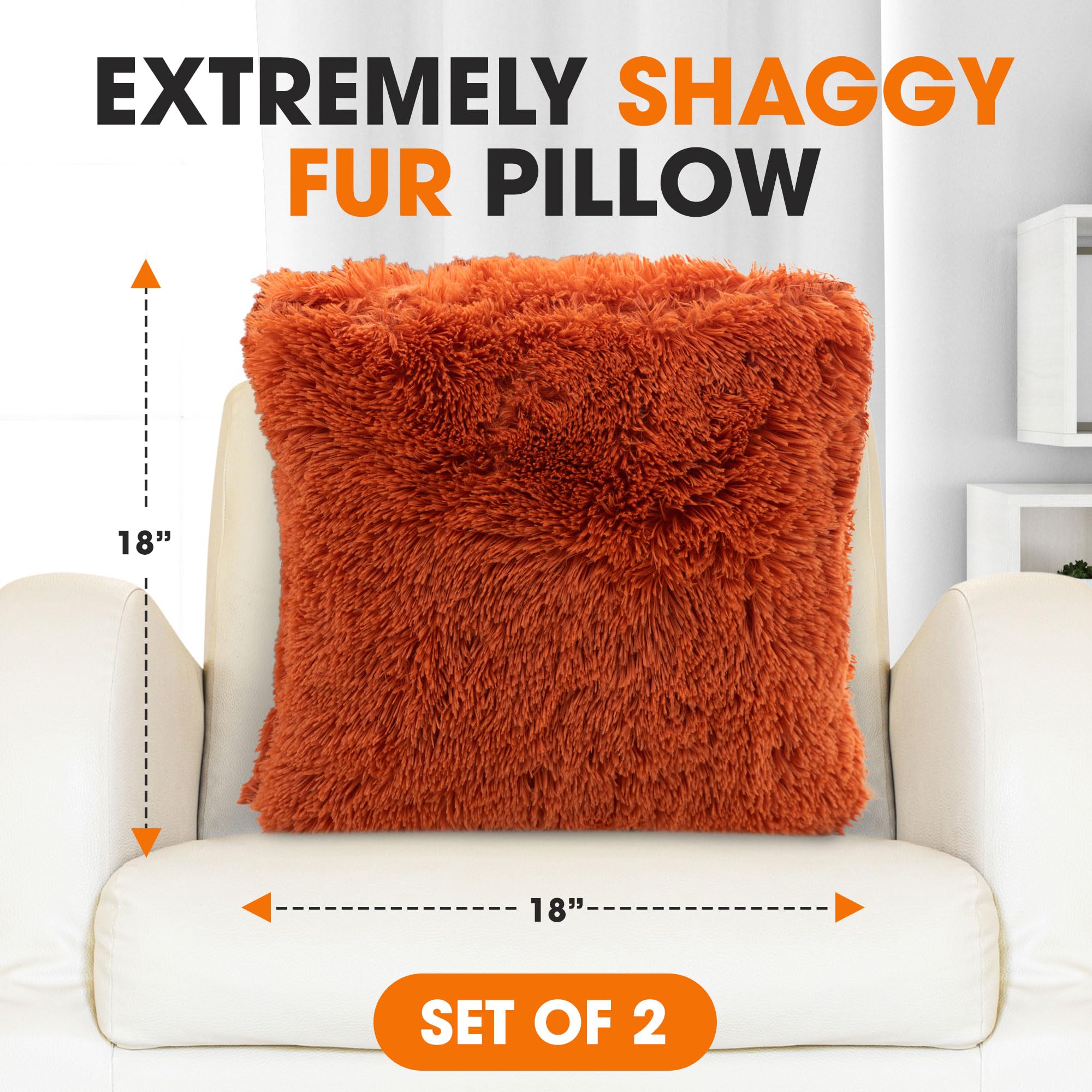 Soft Shaggy Throw Pillows for Couch & Bed - 20