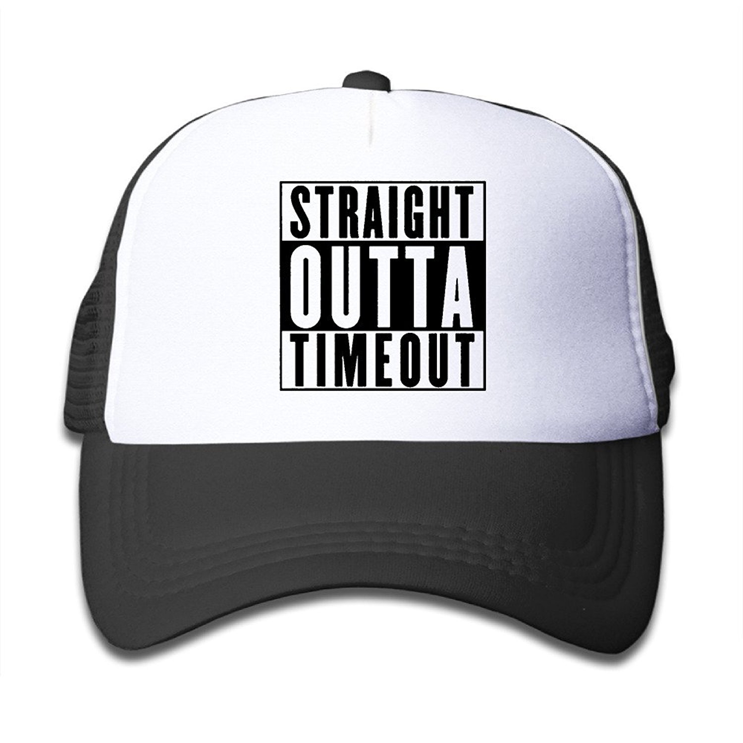 Waldeal Boys Adjustable Snapback Trucker Hat - Straight Outta Timeout Baseball Cap for Toddlers (Black) - Perfect for Outdoor Play, Sports, and Casual Wear