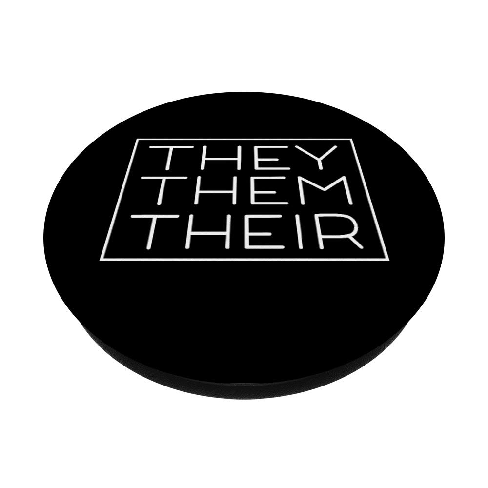 They Them Their Pronouns Trans Nonbinary Transgender PopSockets PopGrip - Swappable Phone & Tablet Grip for LGBTQ+ Support, Ally Pride & Everyday Use