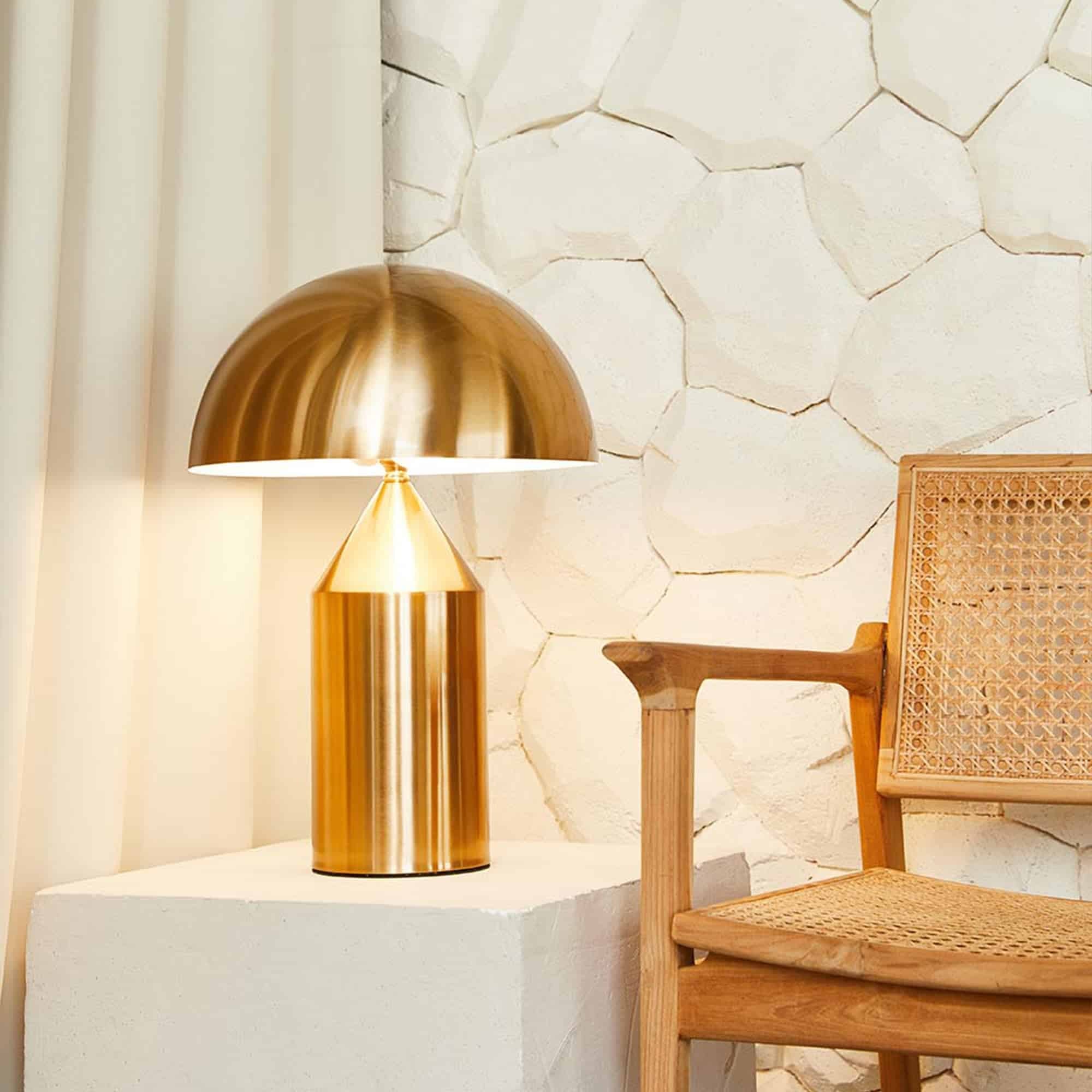 Atollo Modern Metal Table Lamp - Minimalist Design for Living Room, Bedroom, or Office Decor - Adjustable Brightness LED Lighting