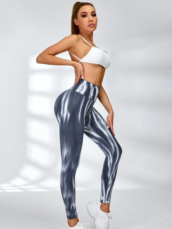 ZASUWA Women's Unique Colorful Tie-Dye Scrunch Bum Backless Tracksuit - Stylish Gym Wear & Lounge Outfit for Yoga, Running, and Casual Fashion