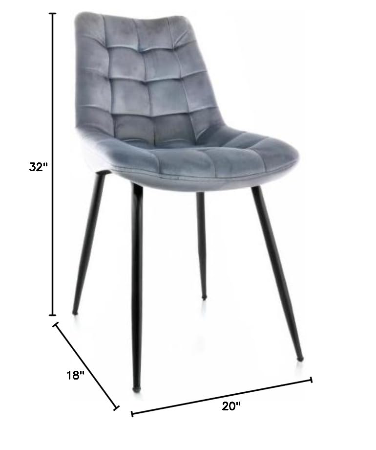 Elama Gry Tufted Chair Set of 2 - Modern Gray Upholstered Accent Chairs for Living Room, Bedroom, or Office - Comfortable Lounge Seating Furniture for Home Decor