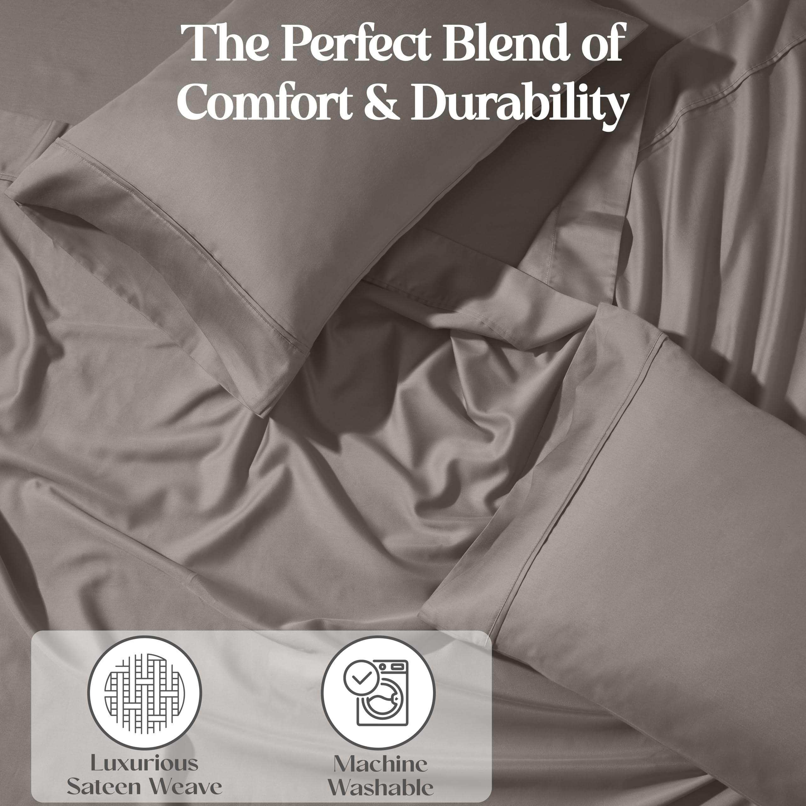 Premium Cotton-Blend 2-Piece Solid Pillowcase Set - Standard Size (20x26 inches), Soft Grey - Perfect for Bedroom, Guest Room & Hotel Use