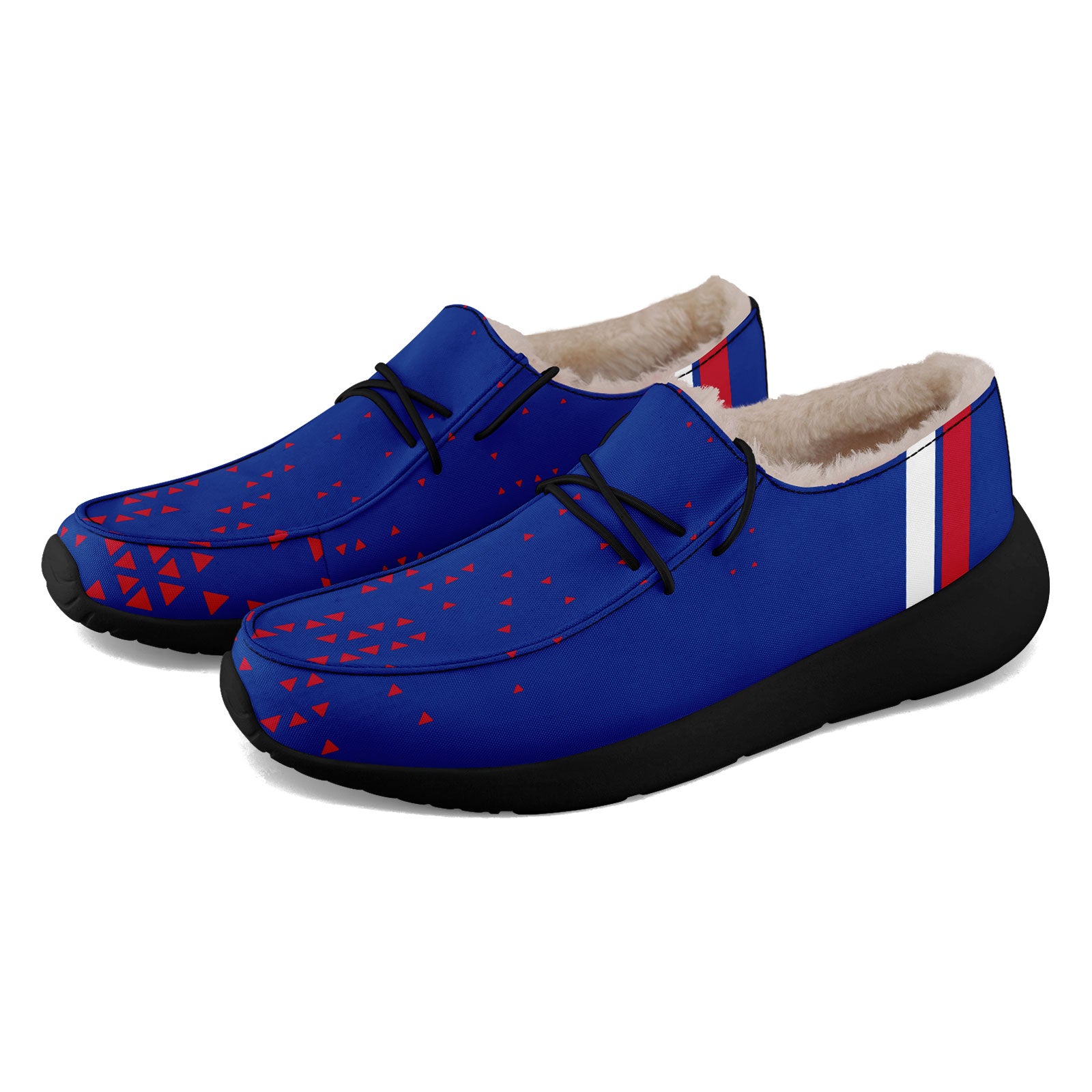 Custom Blue & Red Buffalo Print Personalized Sneakers - Unique Design FN042 D020279 - Perfect for Casual Wear, Street Fashion & Gift Giving