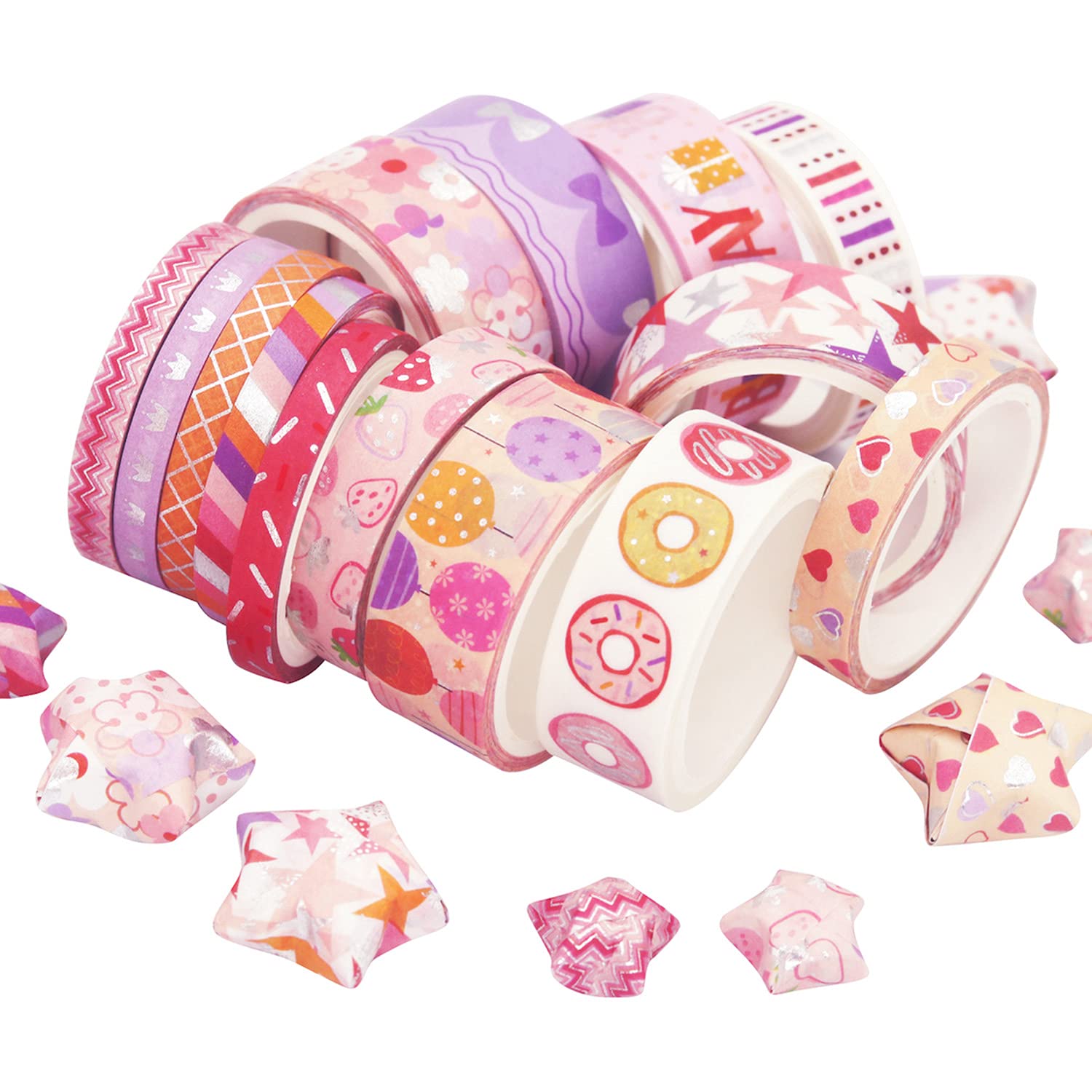 YUBX Birthday Washi Tape Set - 15 Rolls Silver Foil Decorative Masking Tapes for DIY Crafts, Scrapbooking, Journaling, Planner Decor & Gift Wrapping - Perfect for Party Decorations, Card Making & Creative Projects